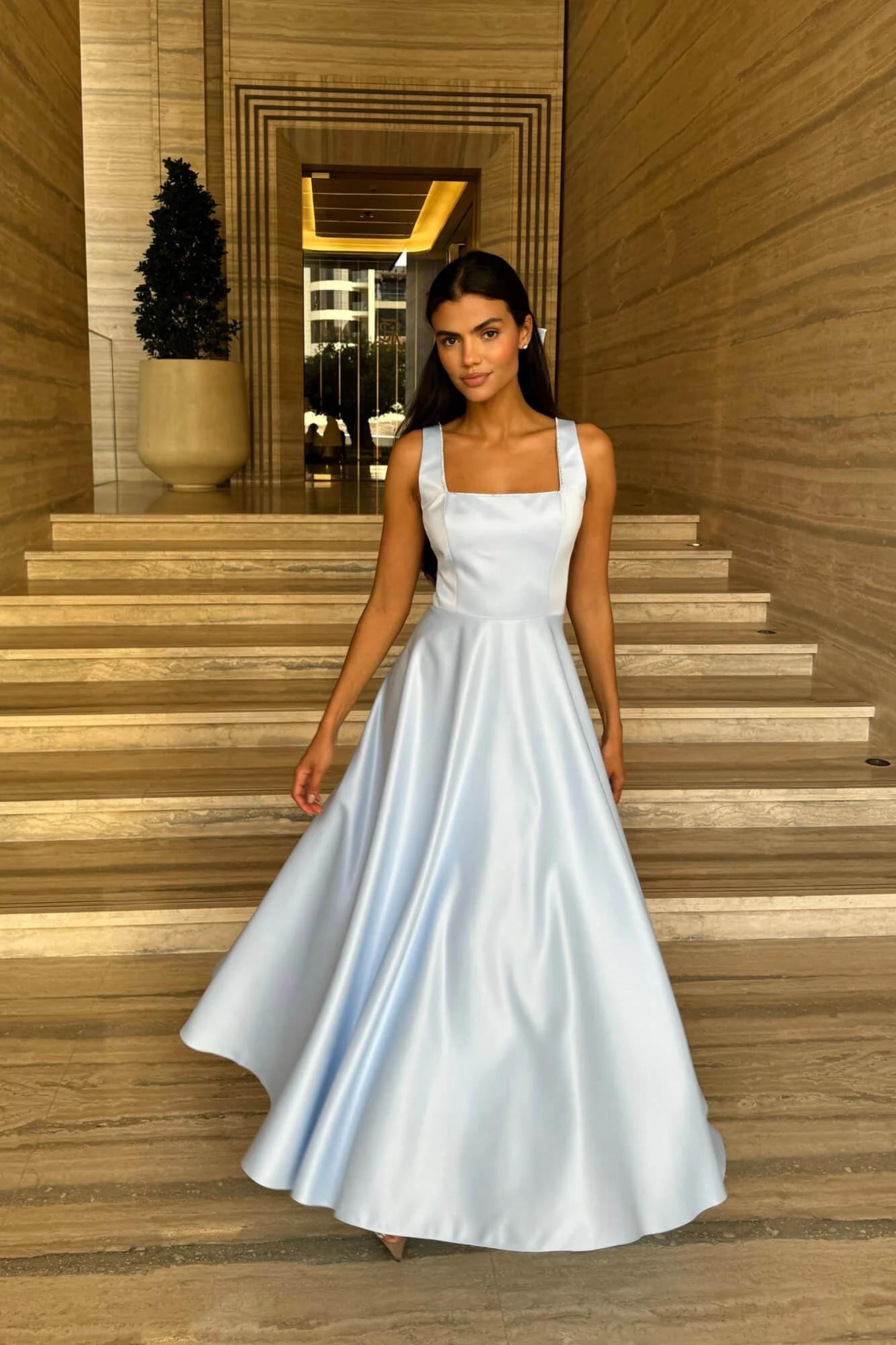 Strap Decorated Bodice Midi Dress