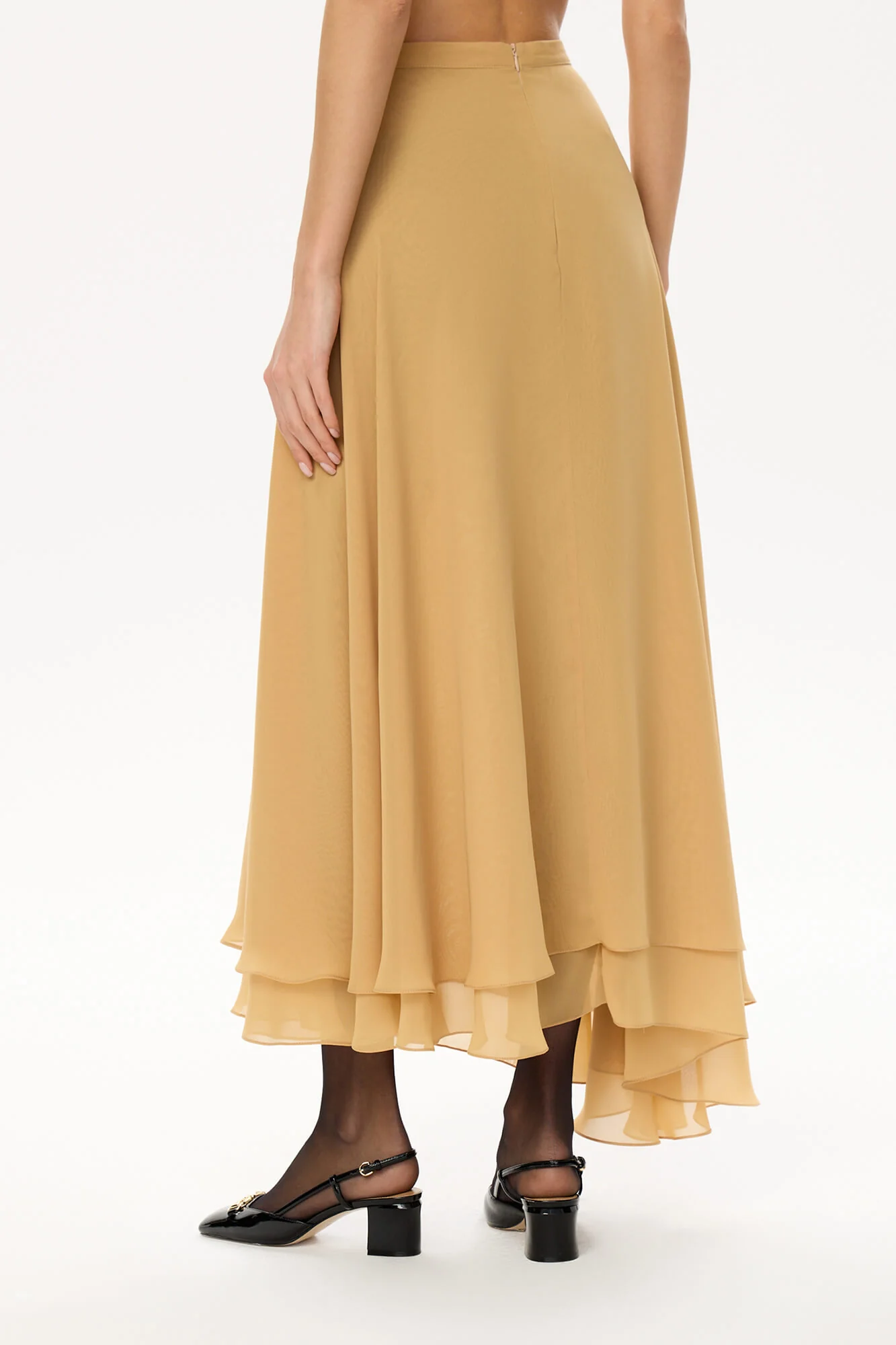 Asymmetrical Chiffon Midi Skirt