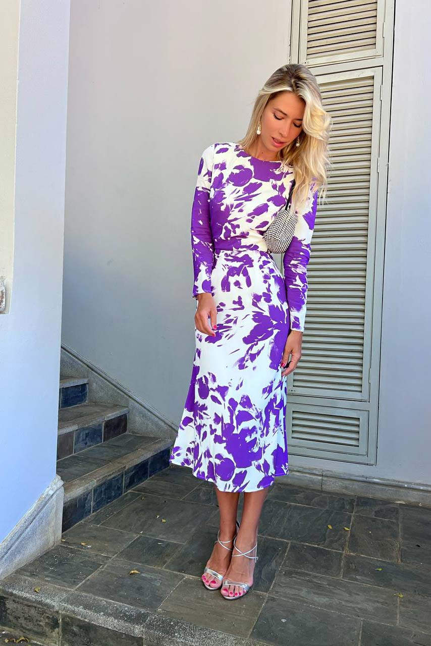 Abstract Print Midi Dress