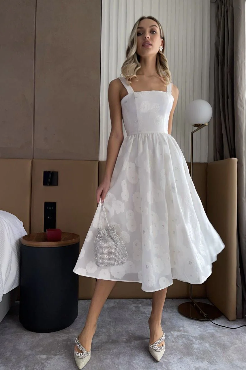 Jacquard Straight Corset Midi Dress