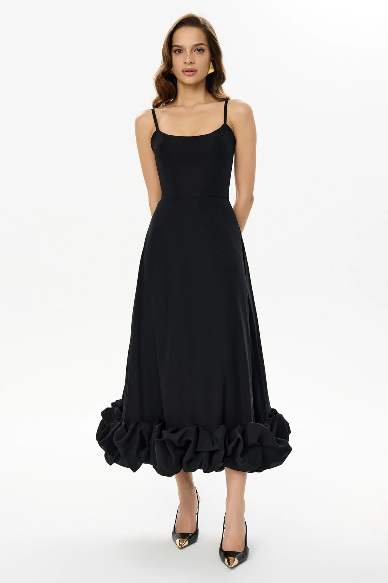 Flounce Bustier Midi Dress