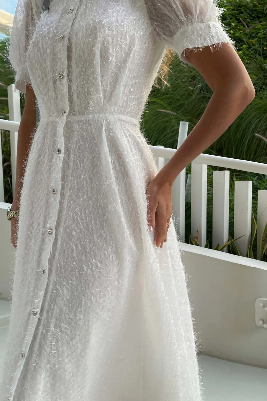 Sequin Button Front Midi Dress