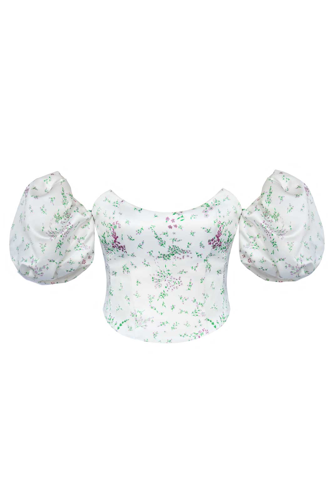 Floral Puffy Sleeve Bustier Top