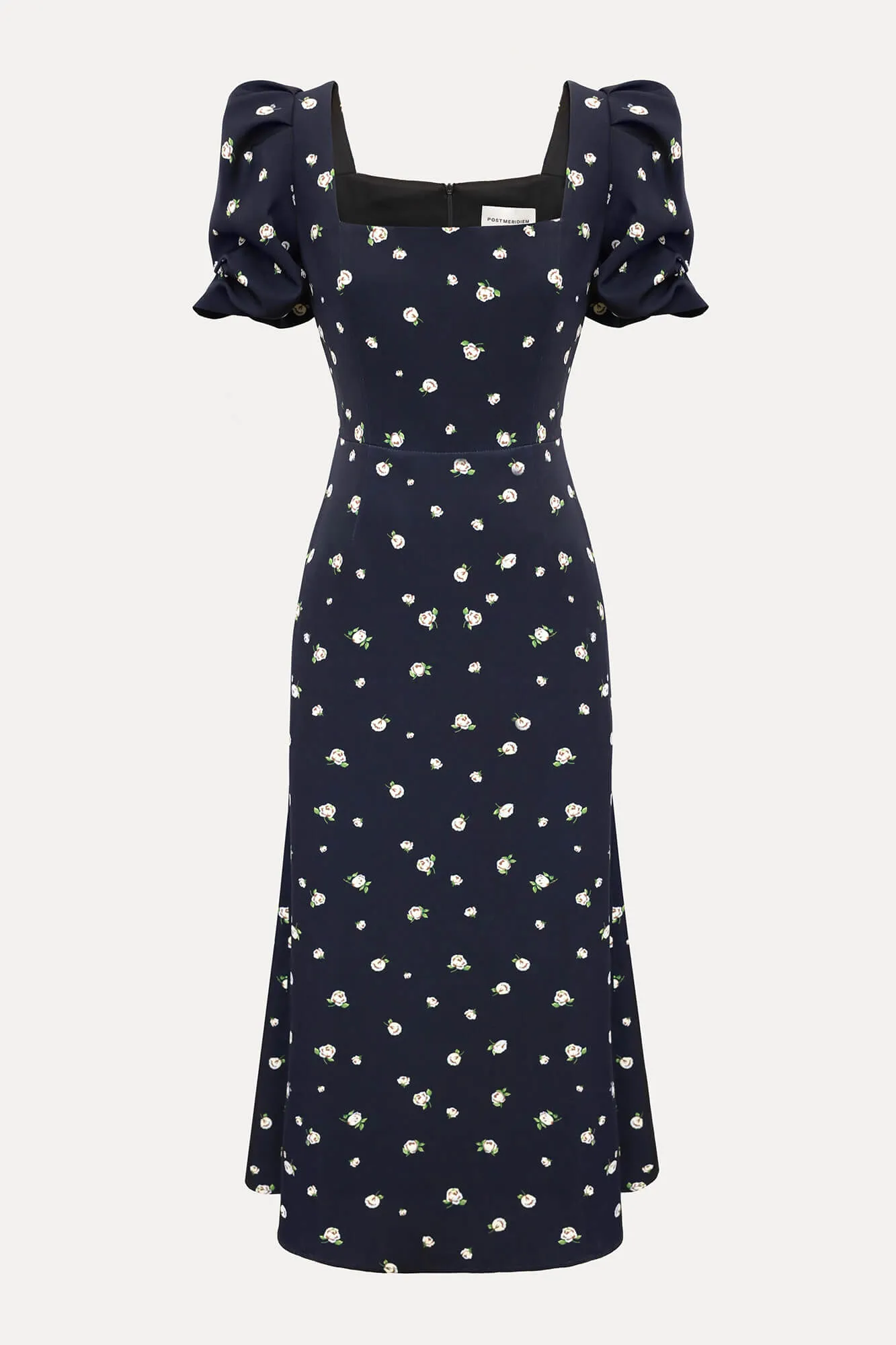 Godet Silhouette Square Neck Midi Dress