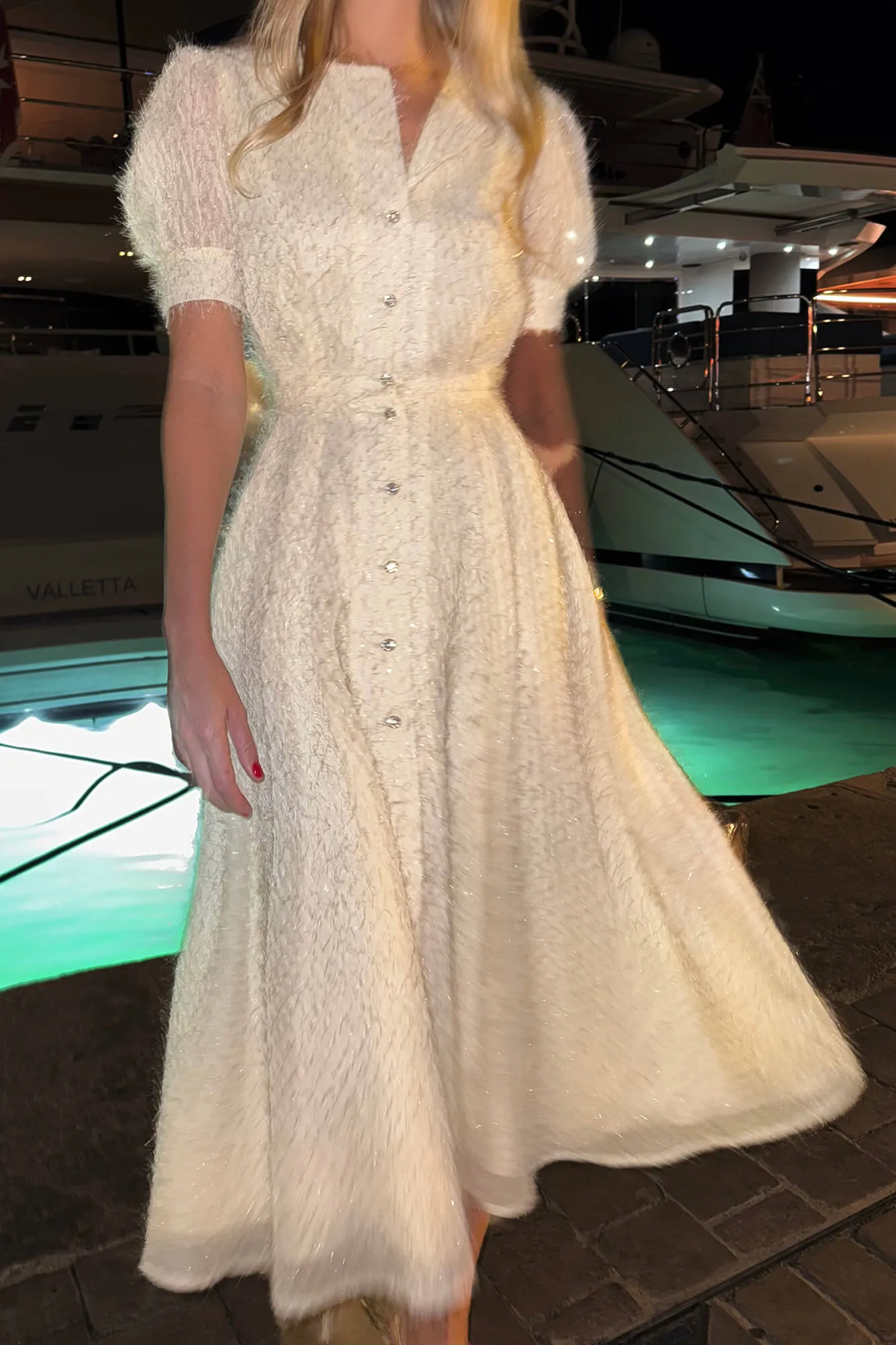 Sequin Button Front Midi Dress