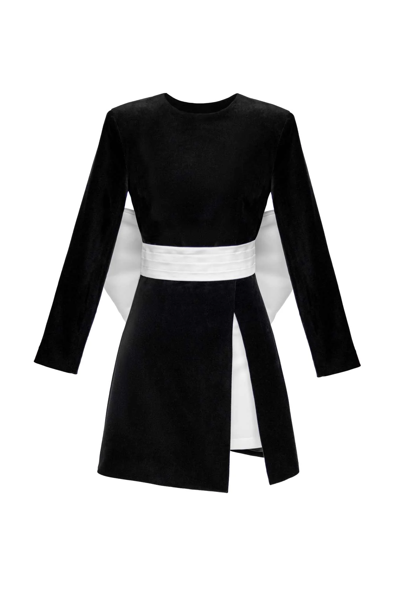 Velvet Mini dress with removable bow belt