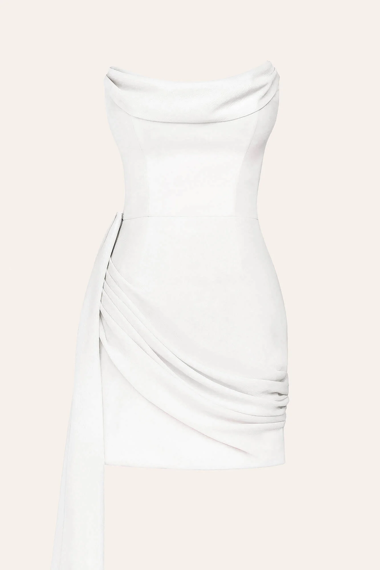 Сorset Draped Chiffon Train Mini Dress