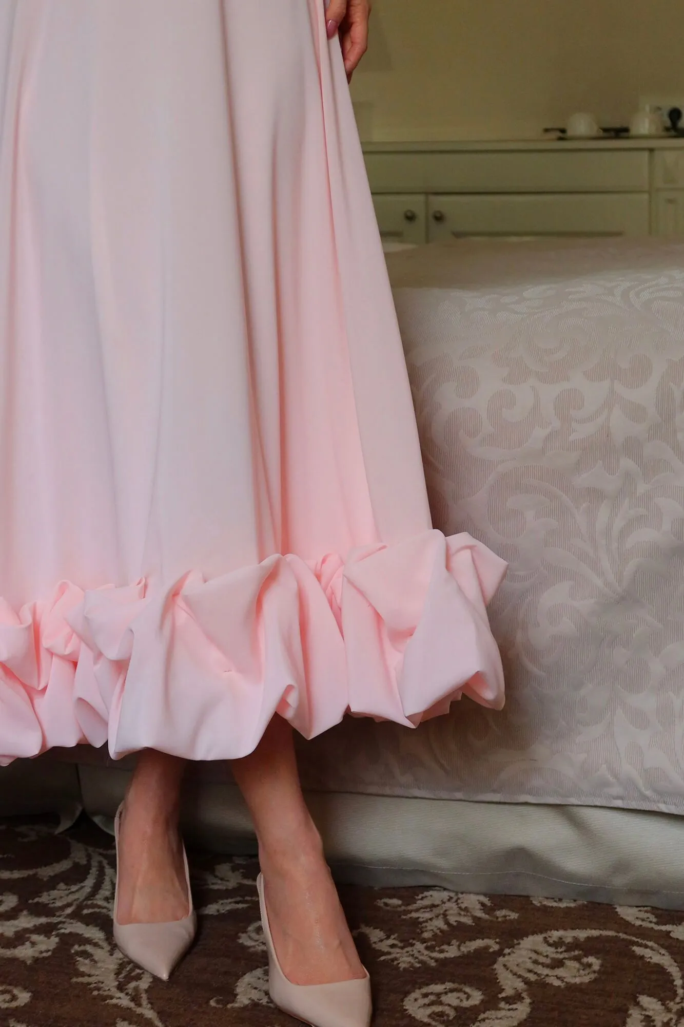 Flounce Bustier Midi Dress