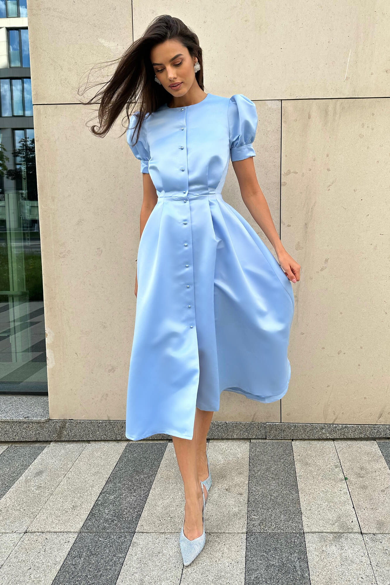 Button Front Midi Dress