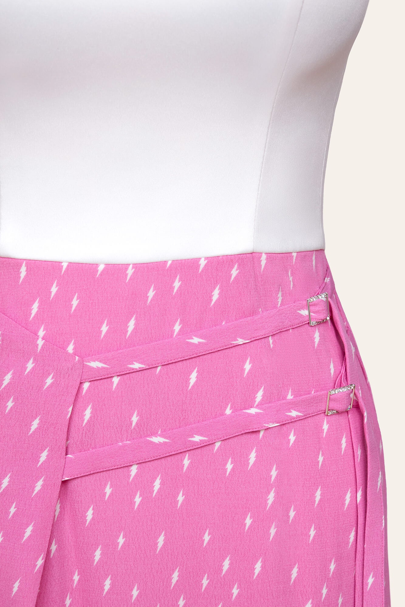 Satin Bodice Decorated Straps Dress