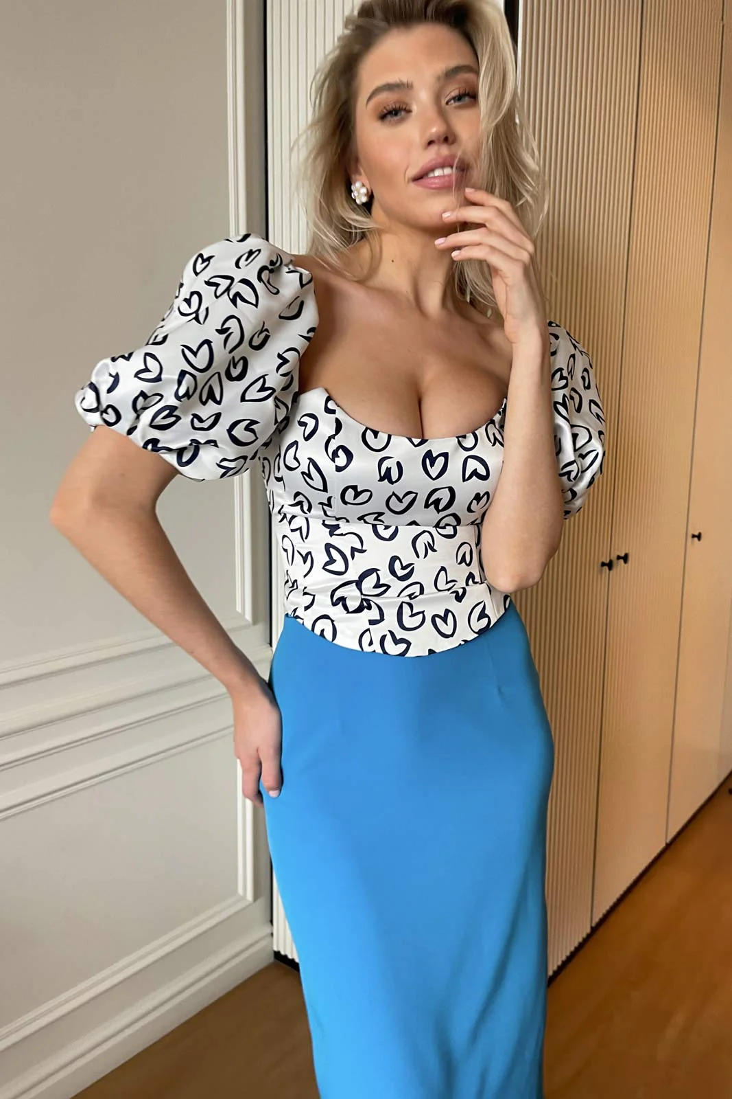 Heart Printed Bustier Top