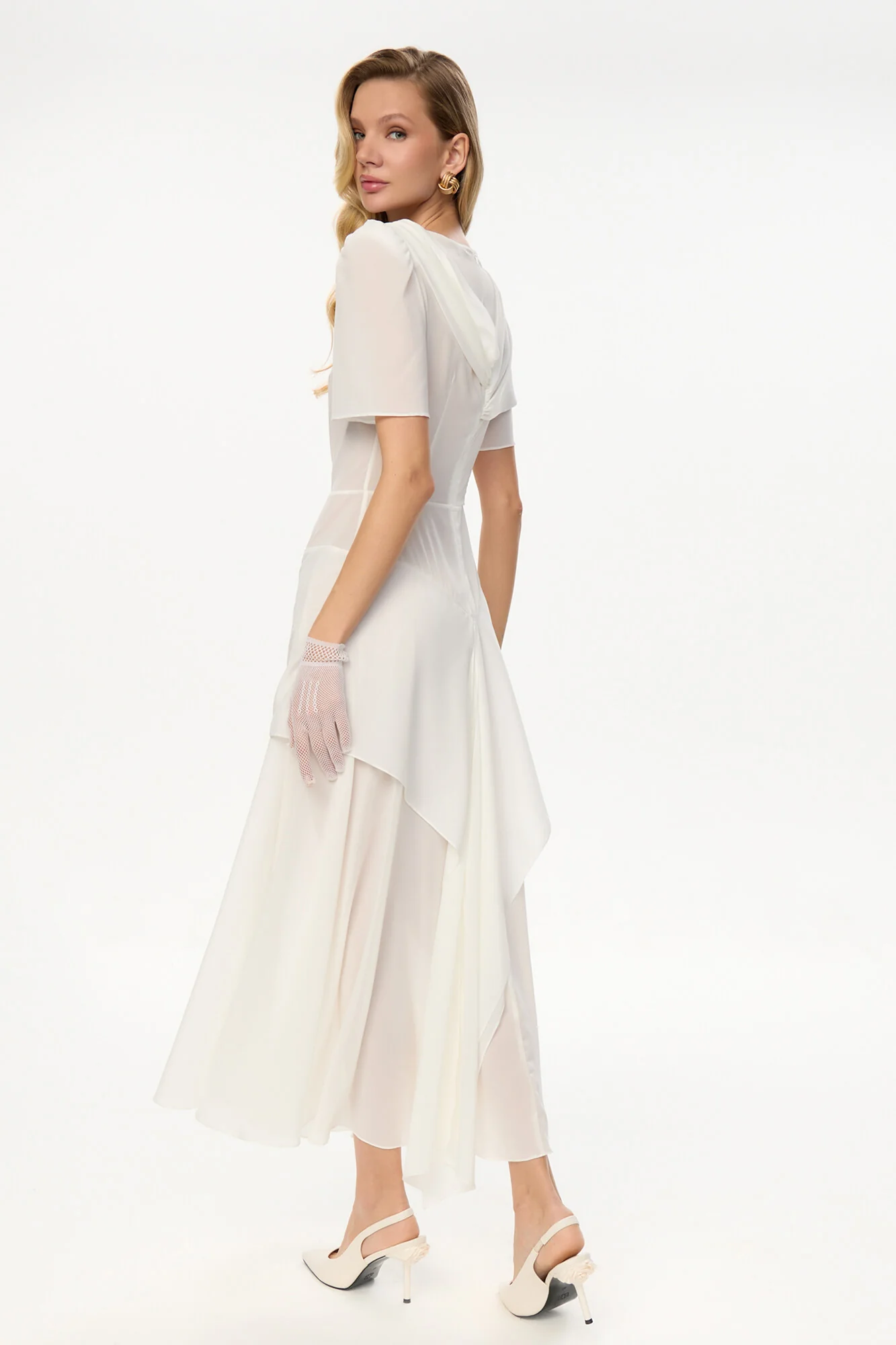 Chiffon Asymmetrical Midi Dress