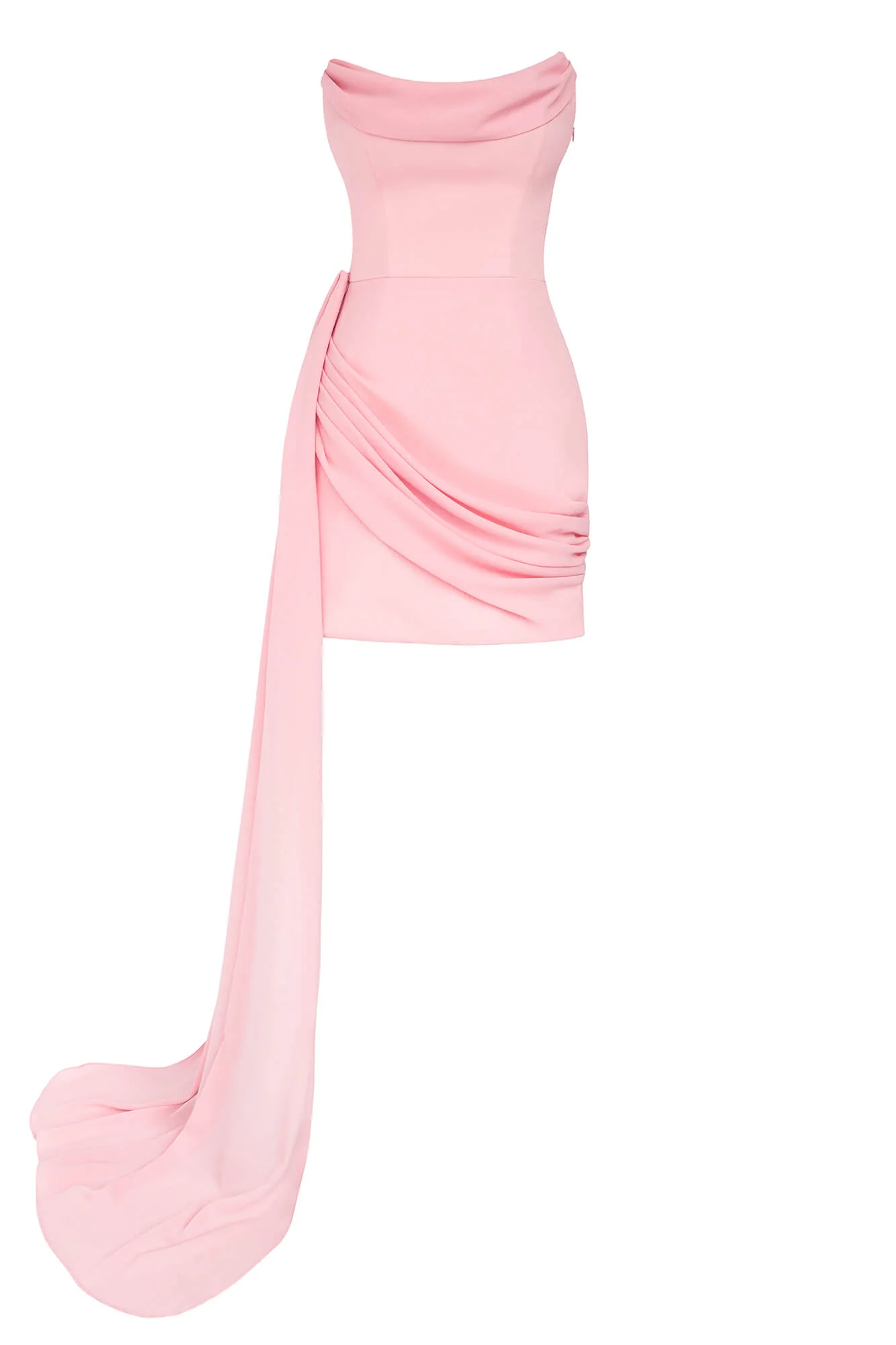 Сorset Draped Chiffon Train Mini Dress