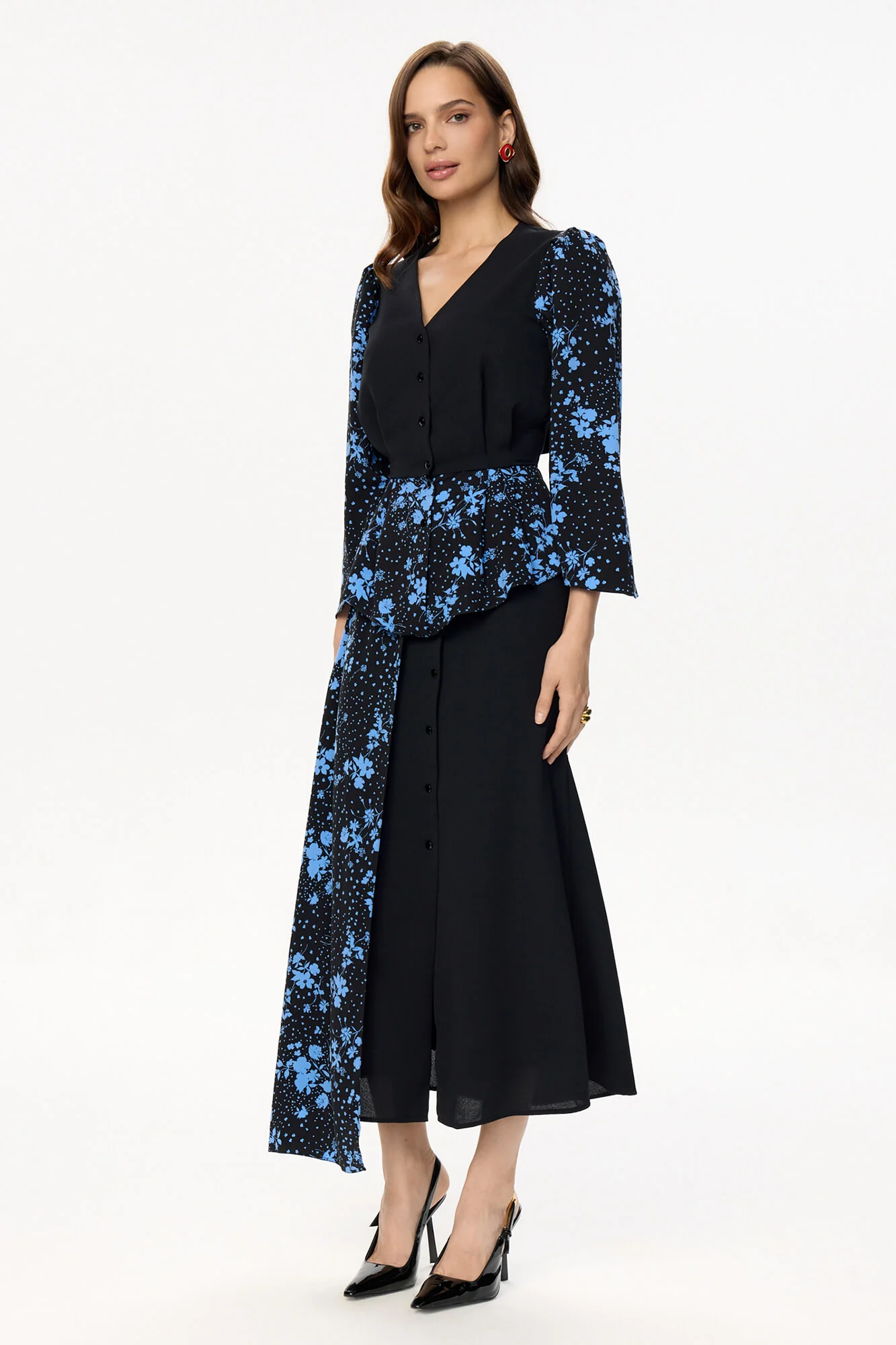 Button Midi Skirt