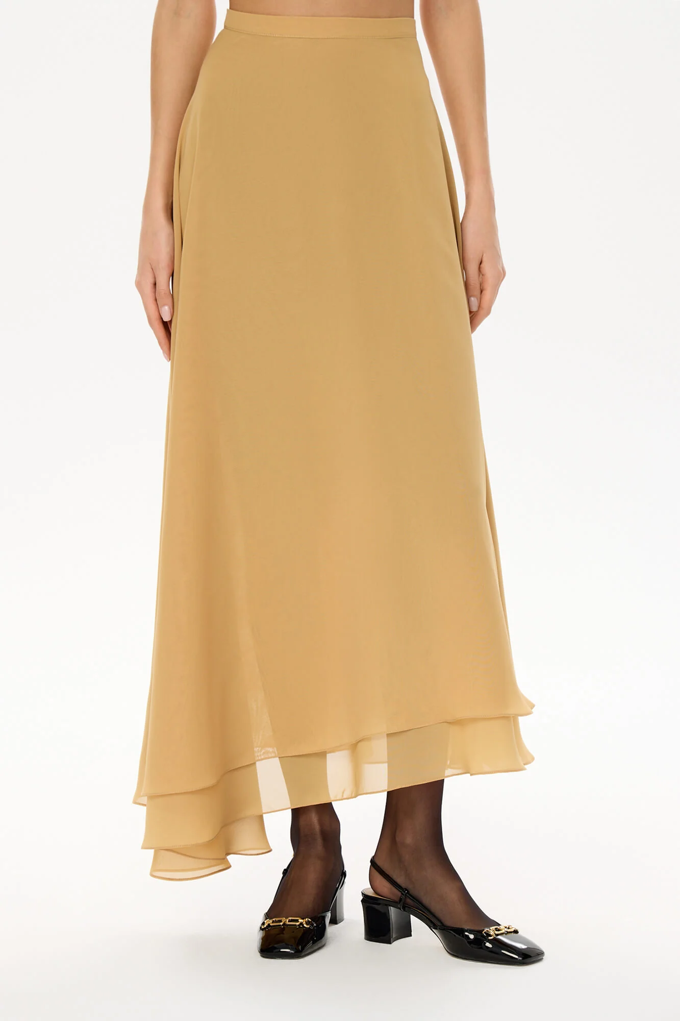 Asymmetrical Chiffon Midi Skirt