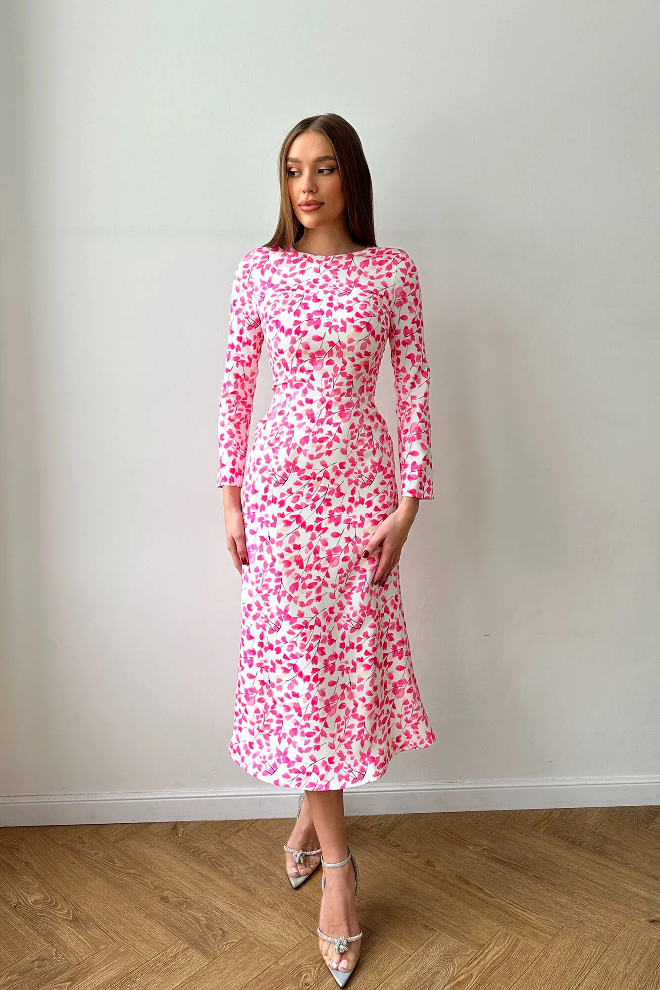 Long Sleeve Printed Midi Dress