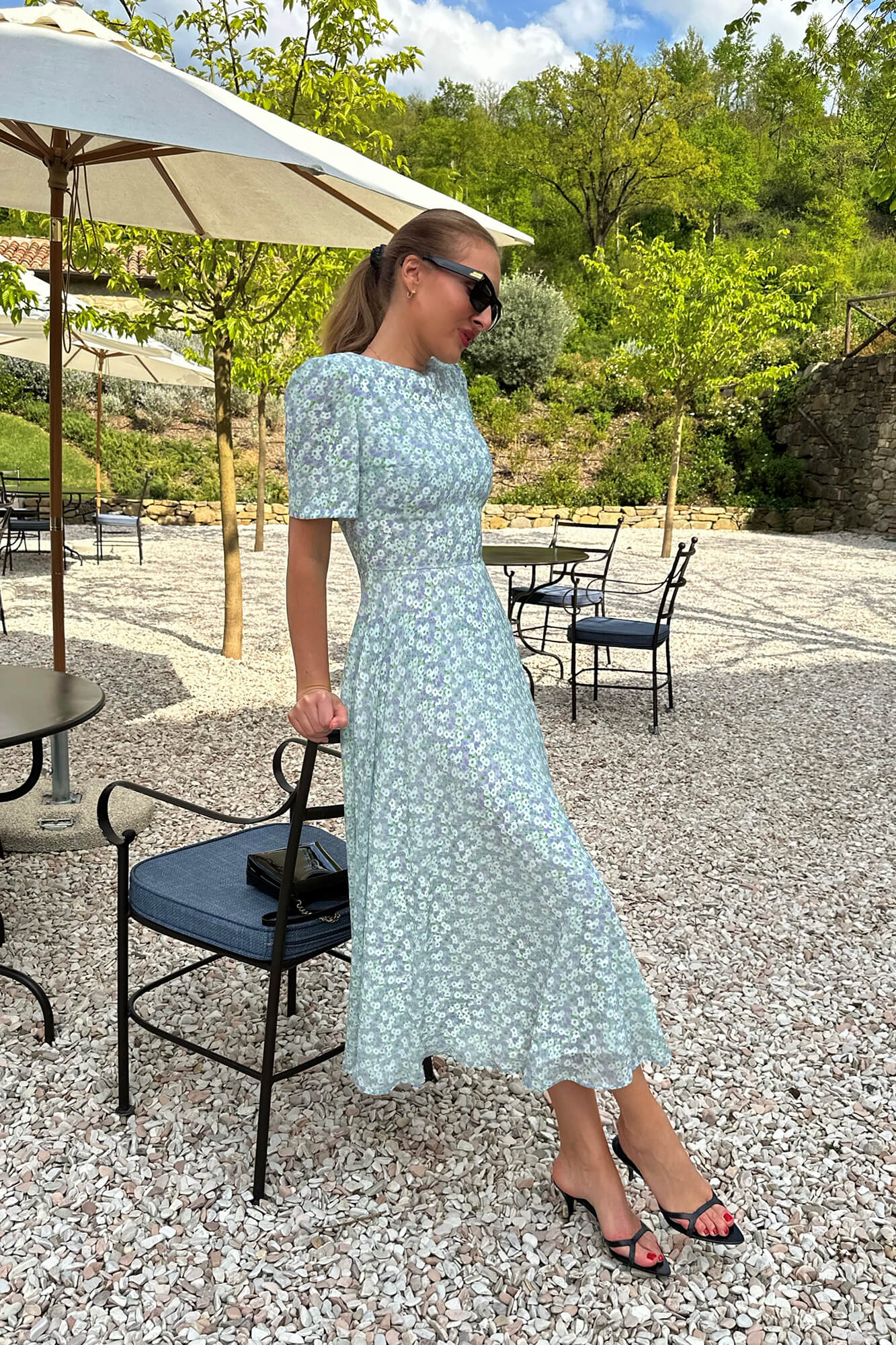 Short Sleeve Floral Midi Dress