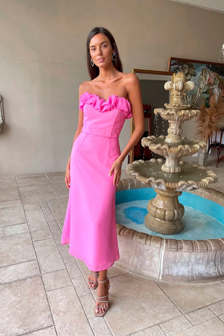 Chiffon Flounce Top Bustier Dress