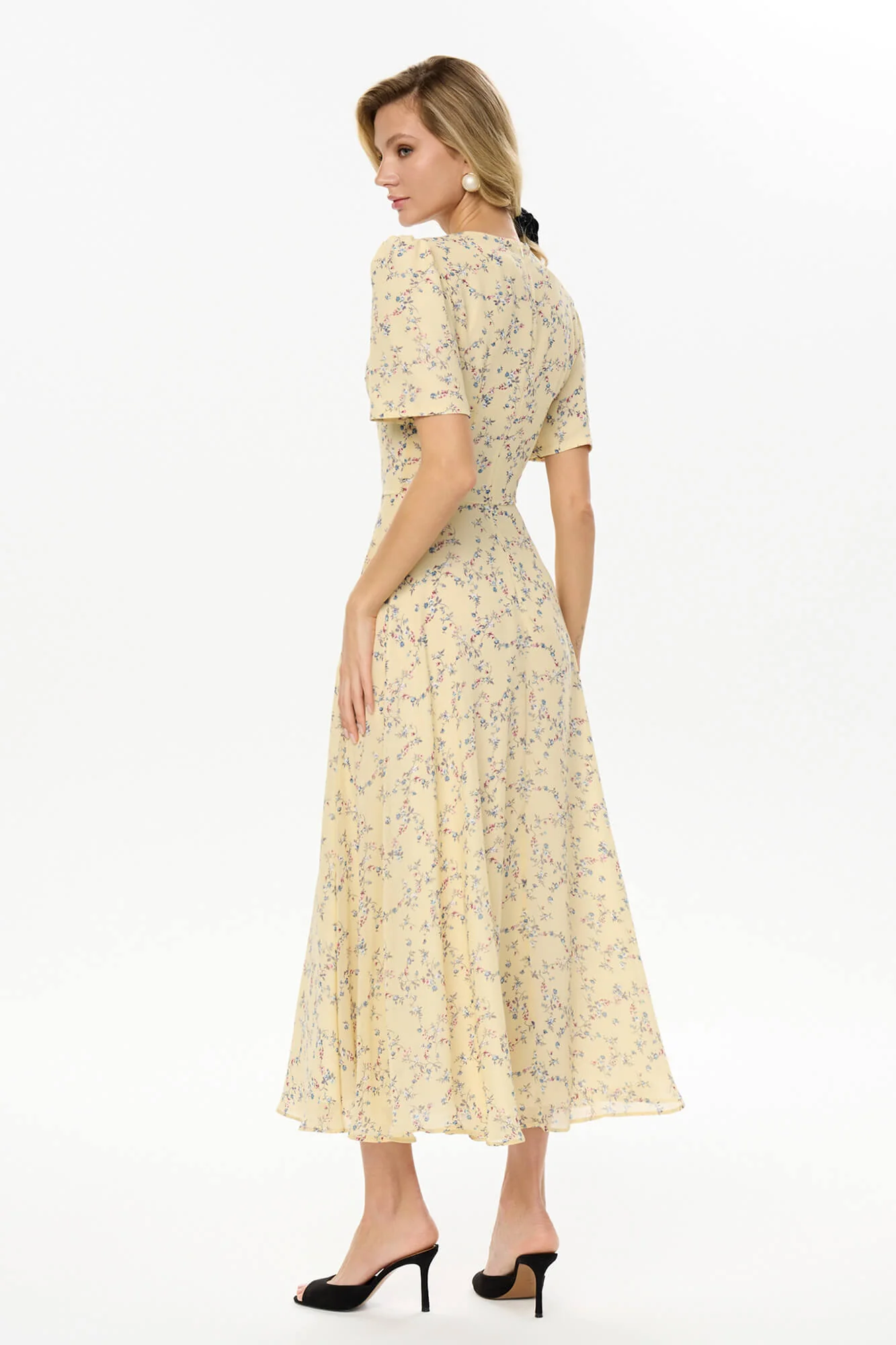 Short Sleeve Floral Midi Dress