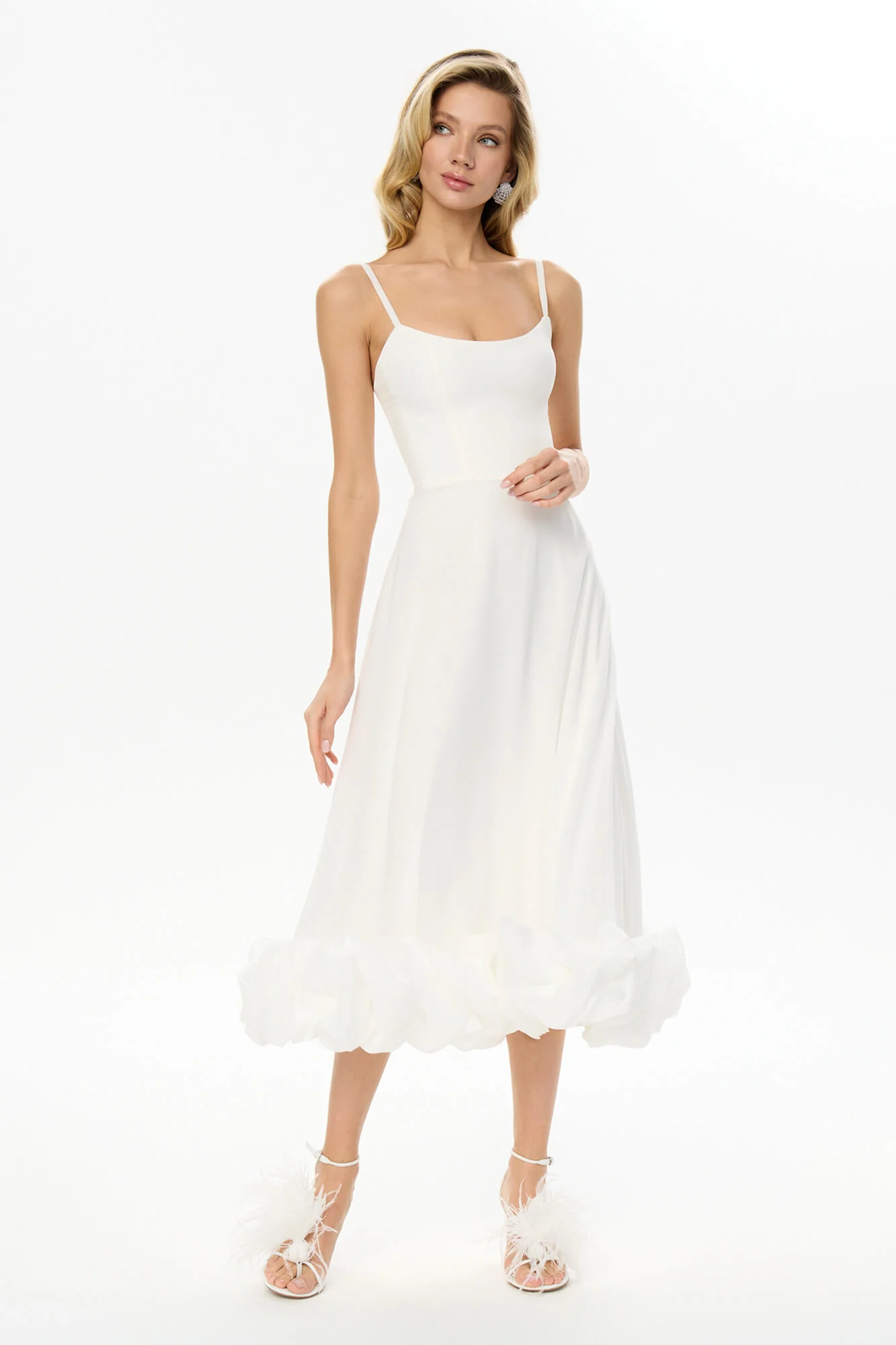 Flounce Bustier Midi Dress