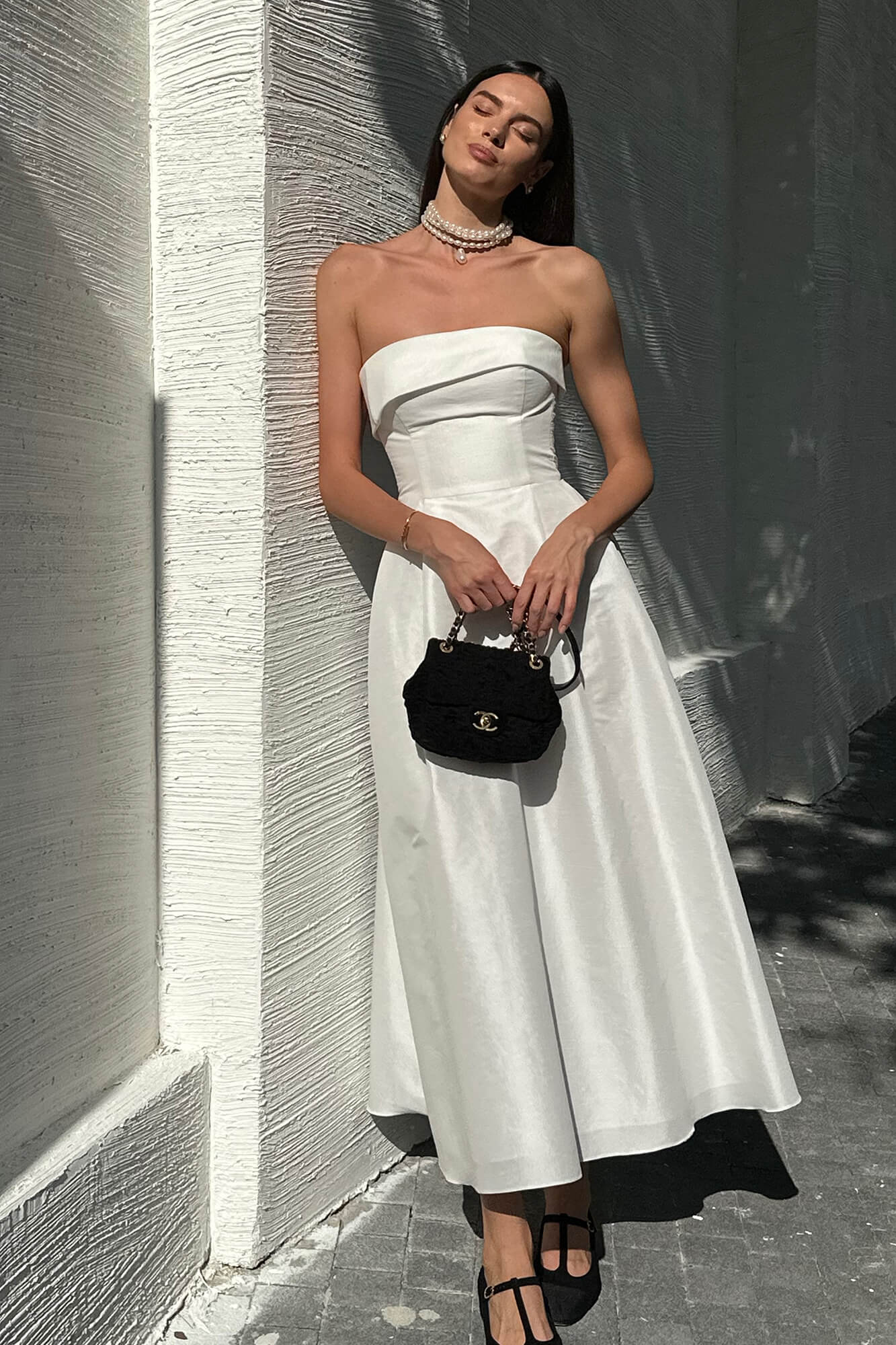 Jacquard Midi Dress with Turn-up