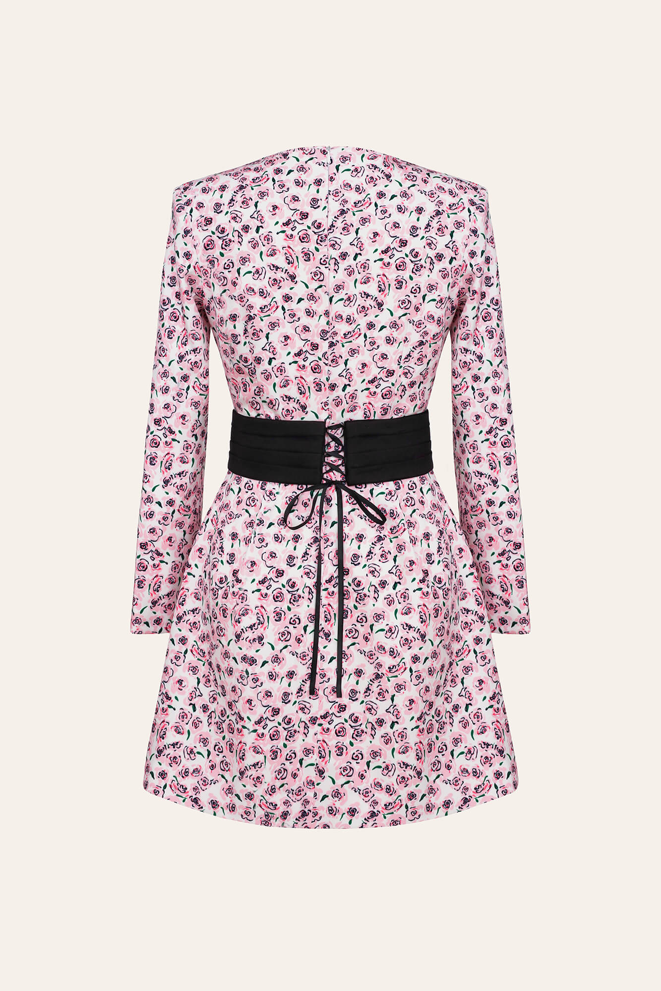 Long Sleeve Mini Dress with removable Rose belt