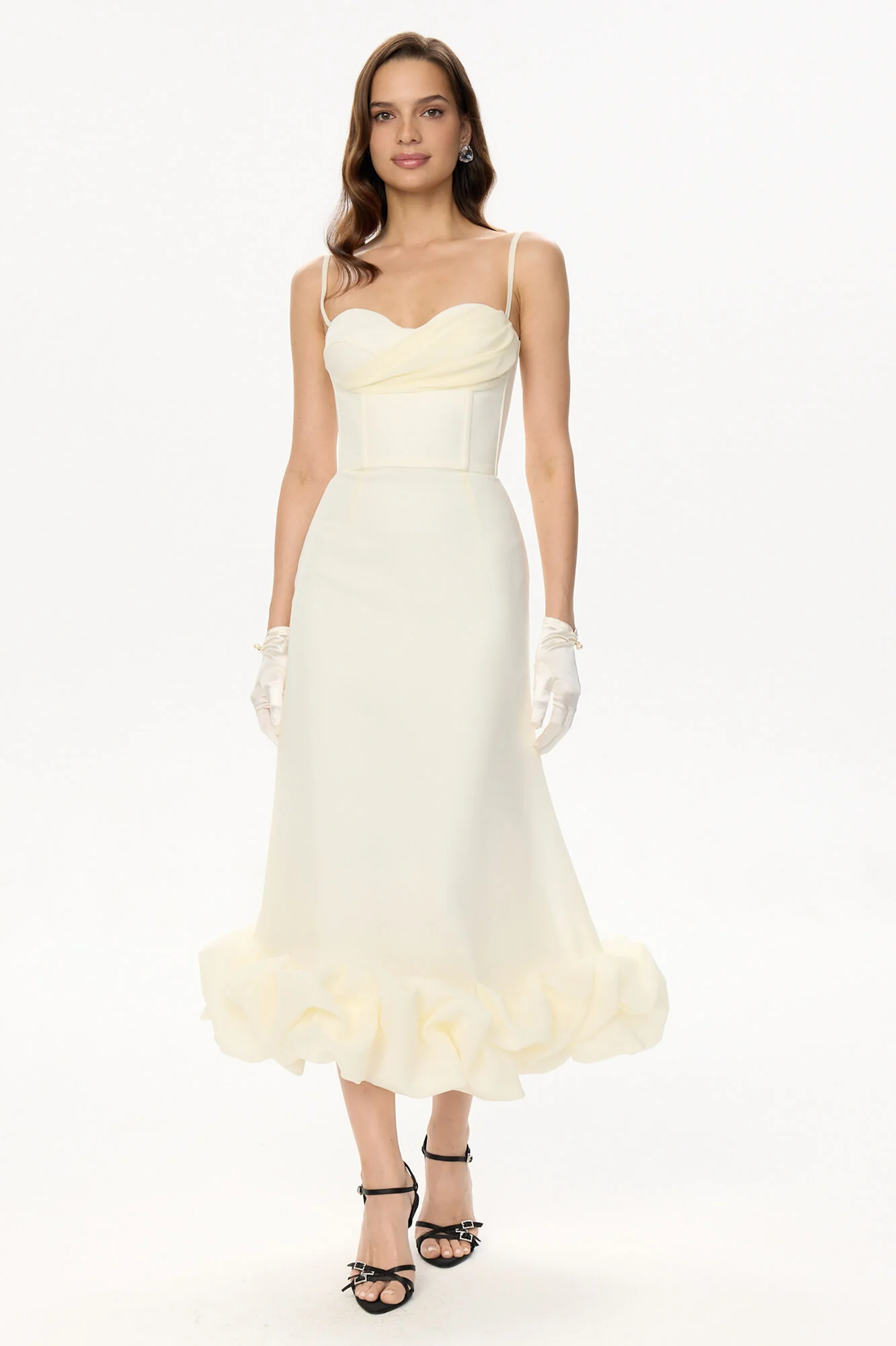 Draped Bodice Bottom Flounced Bustier Dress