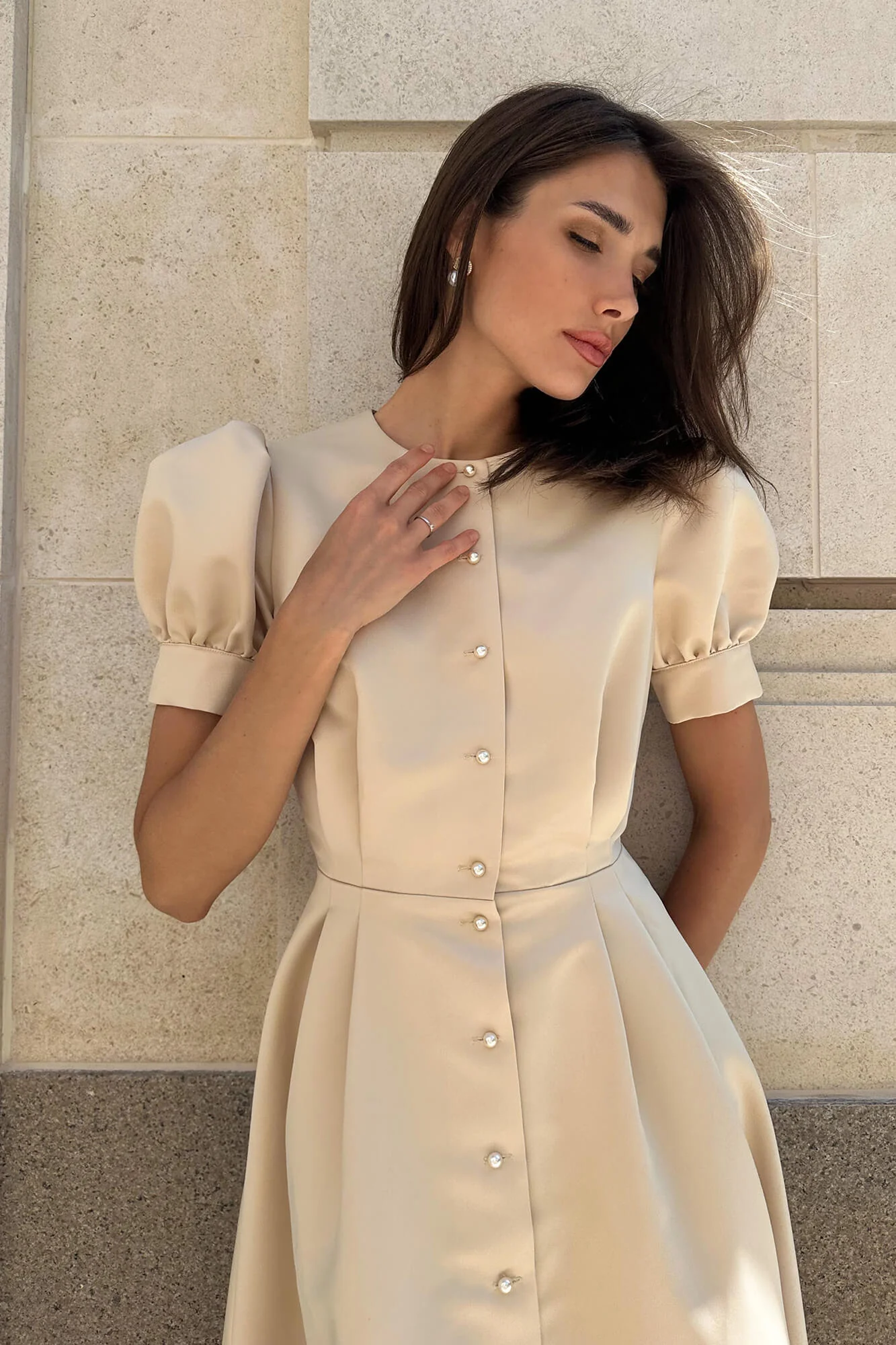 Button Front Midi Dress
