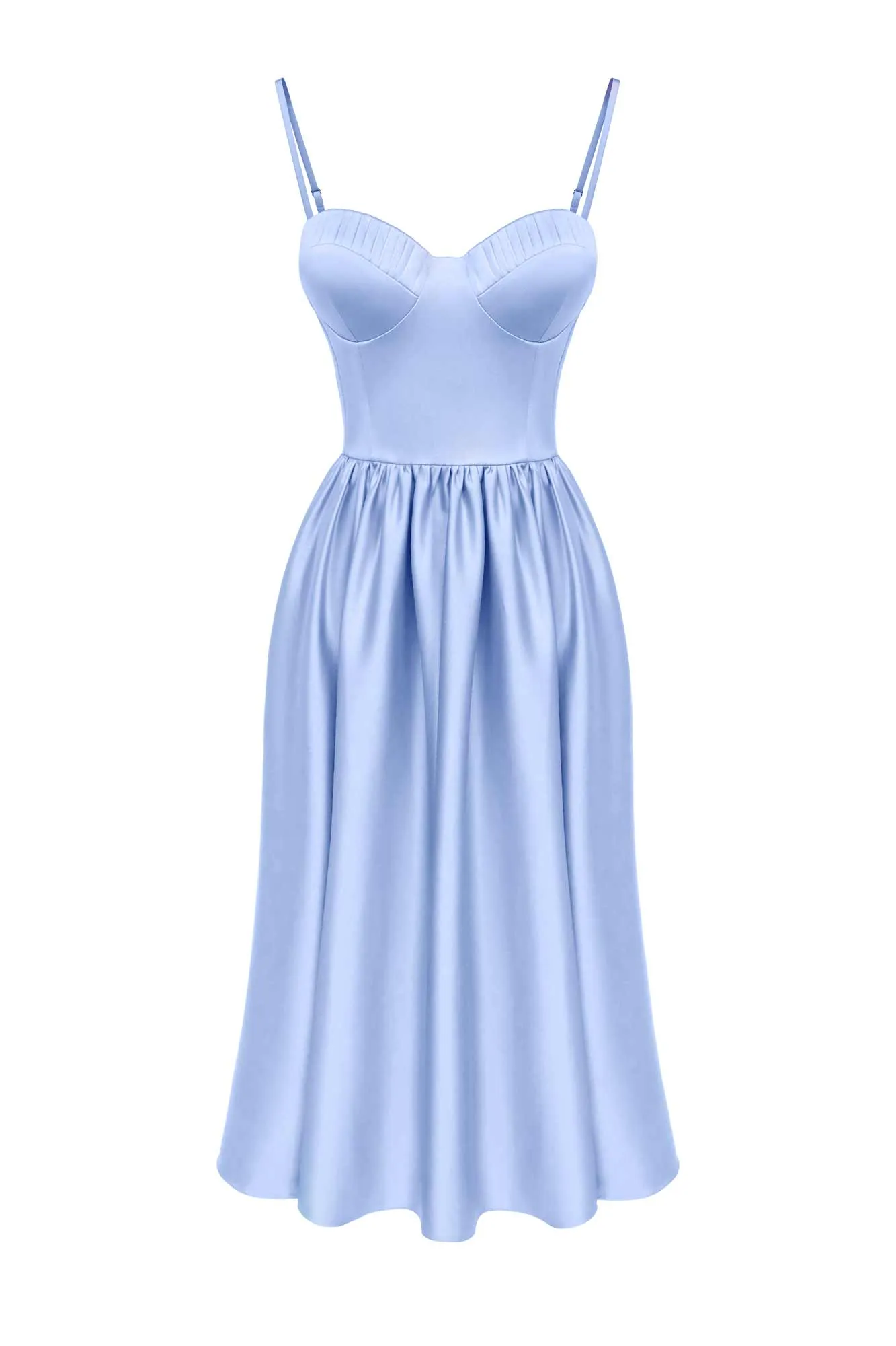 Bustier Pleated Bust Cups Midi Dress