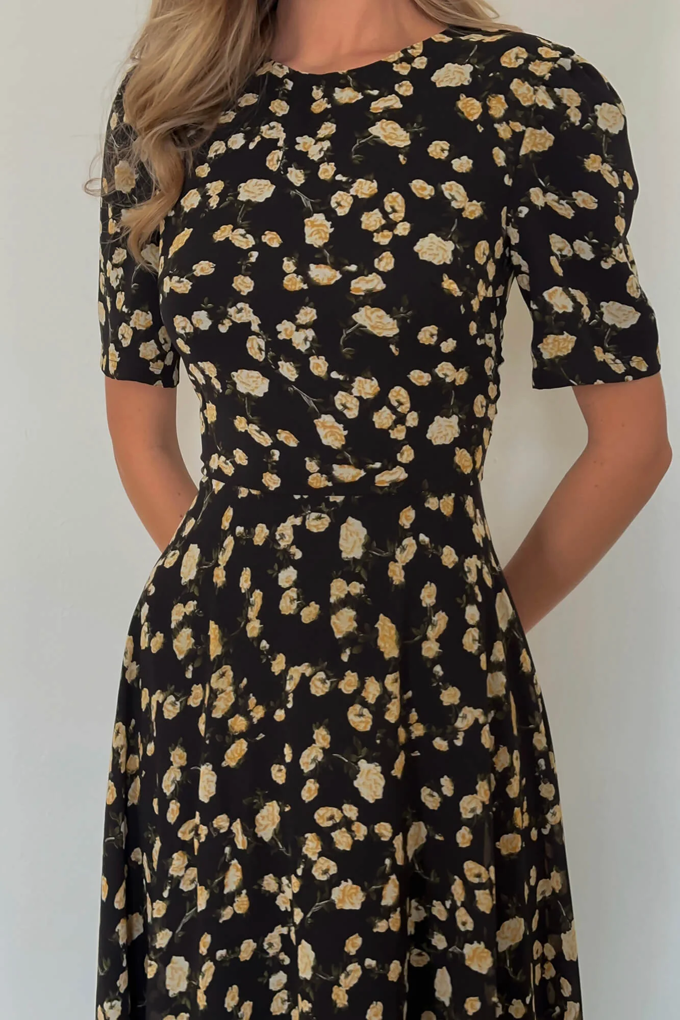 Short Sleeve Floral Midi Dress