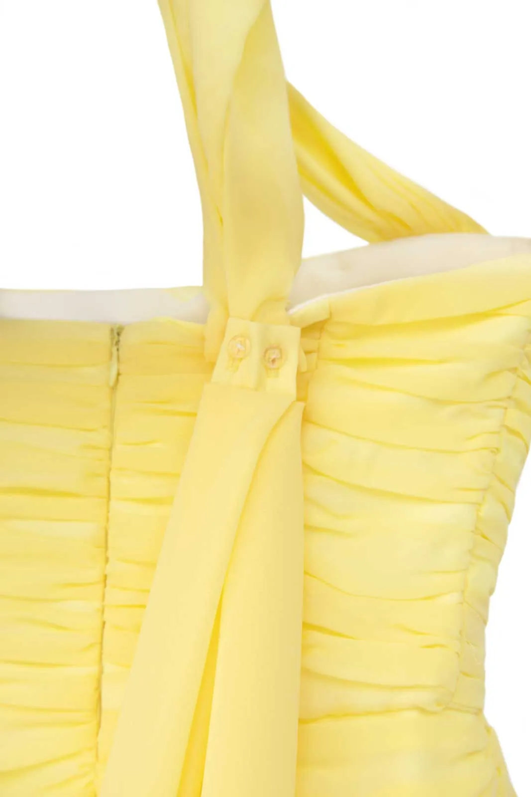 Draped Chiffon Train Mini Dress