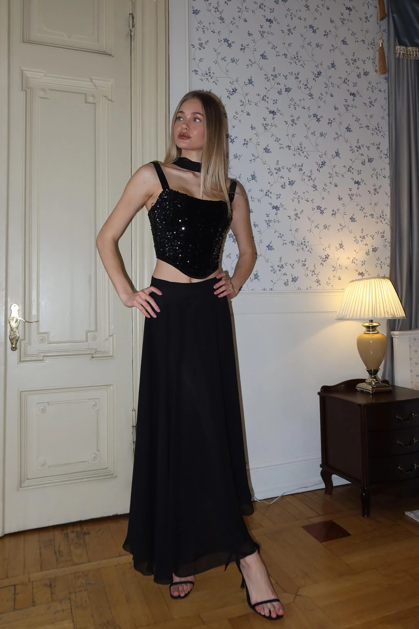 Asymmetrical Chiffon Midi Skirt