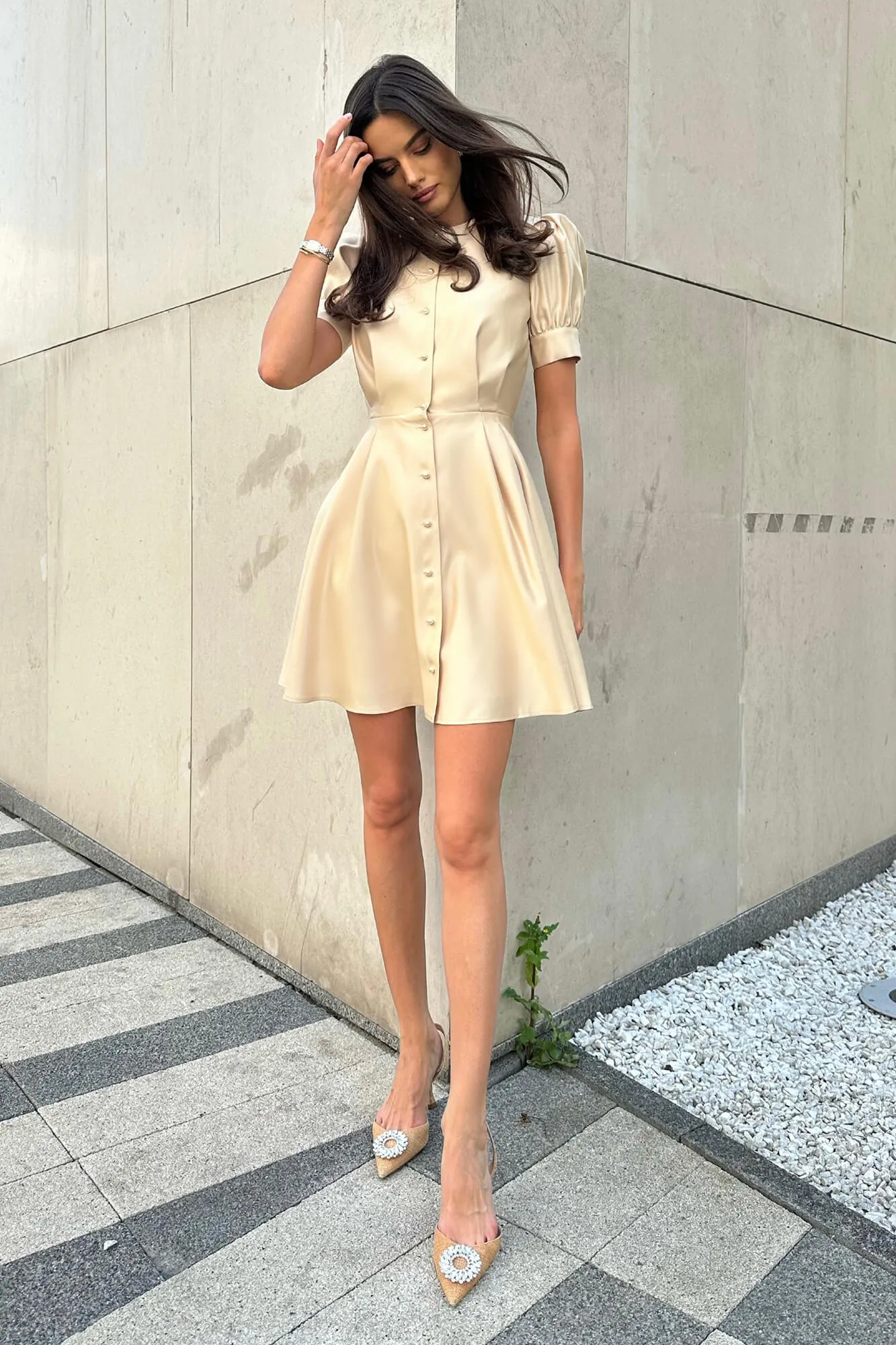 Button Front Mini Dress