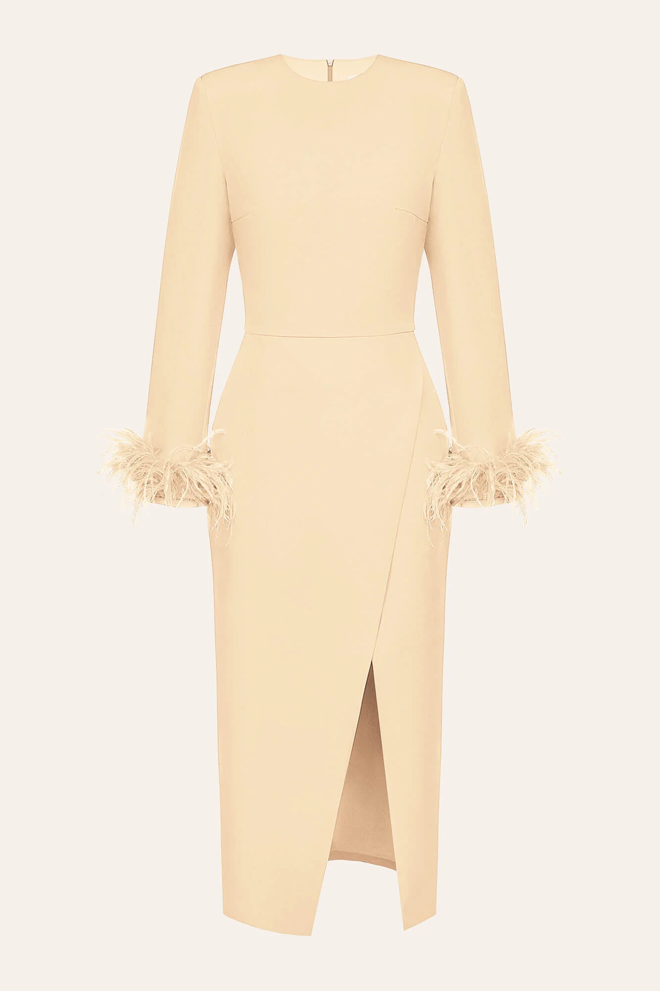 Wrap Feather Sleeve Midi Dress