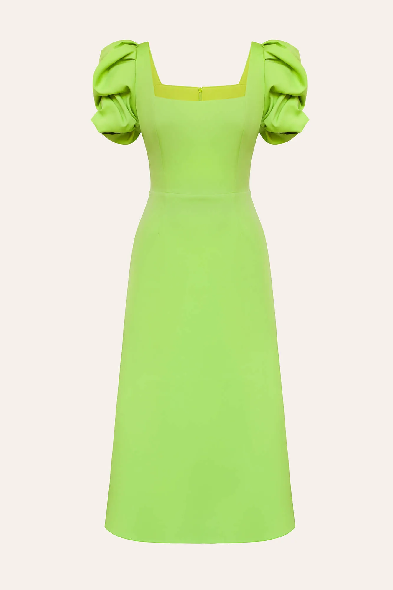 Godet Silhouette Square Neck Midi Dress