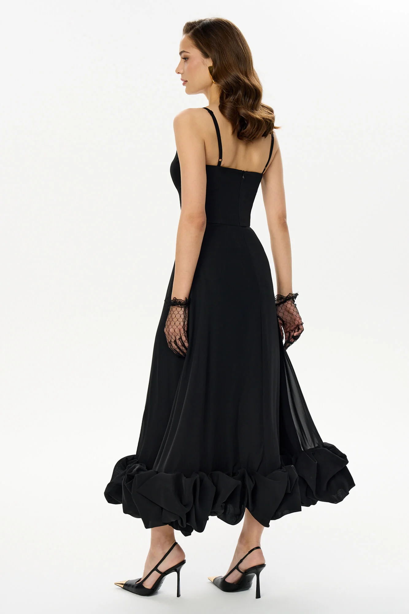 Flounce Bustier Midi Dress