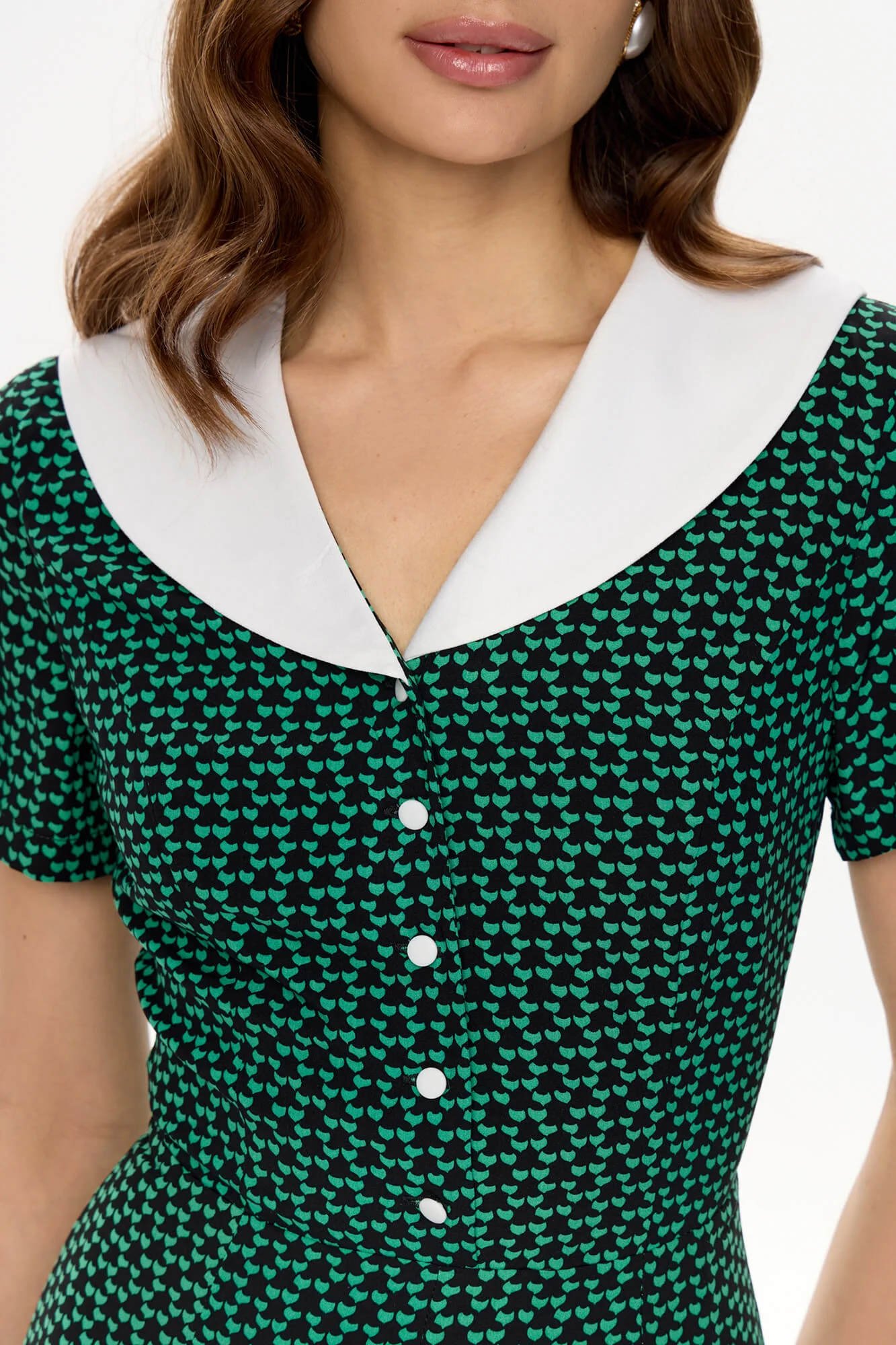 Contrast Collar and Inserts Midi Dress