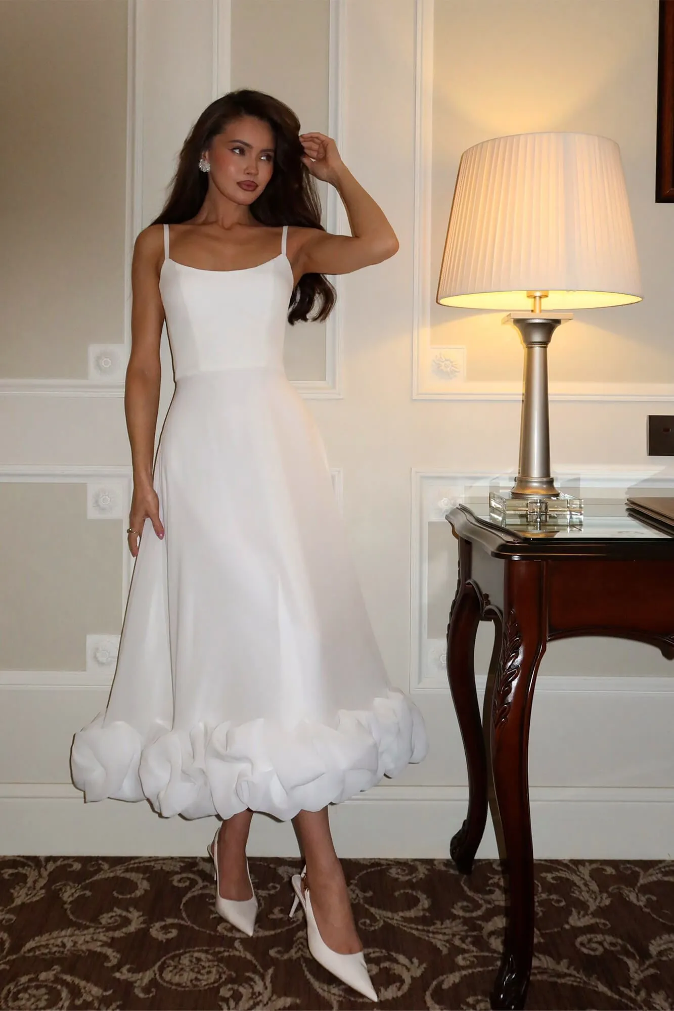 Flounce Bustier Midi Dress