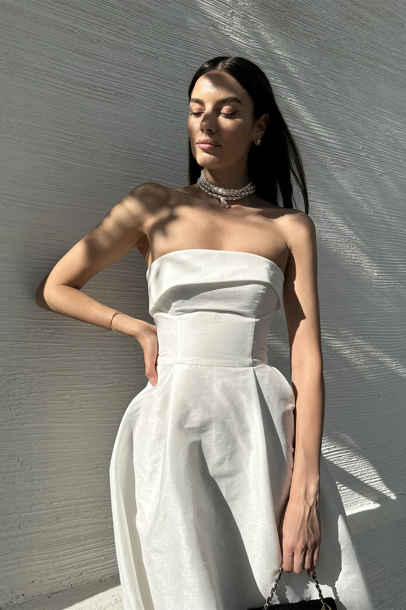 Jacquard Midi Dress with Turn-up