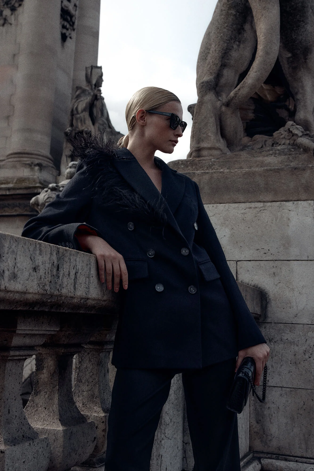 Short Coat with removable Feather Detail