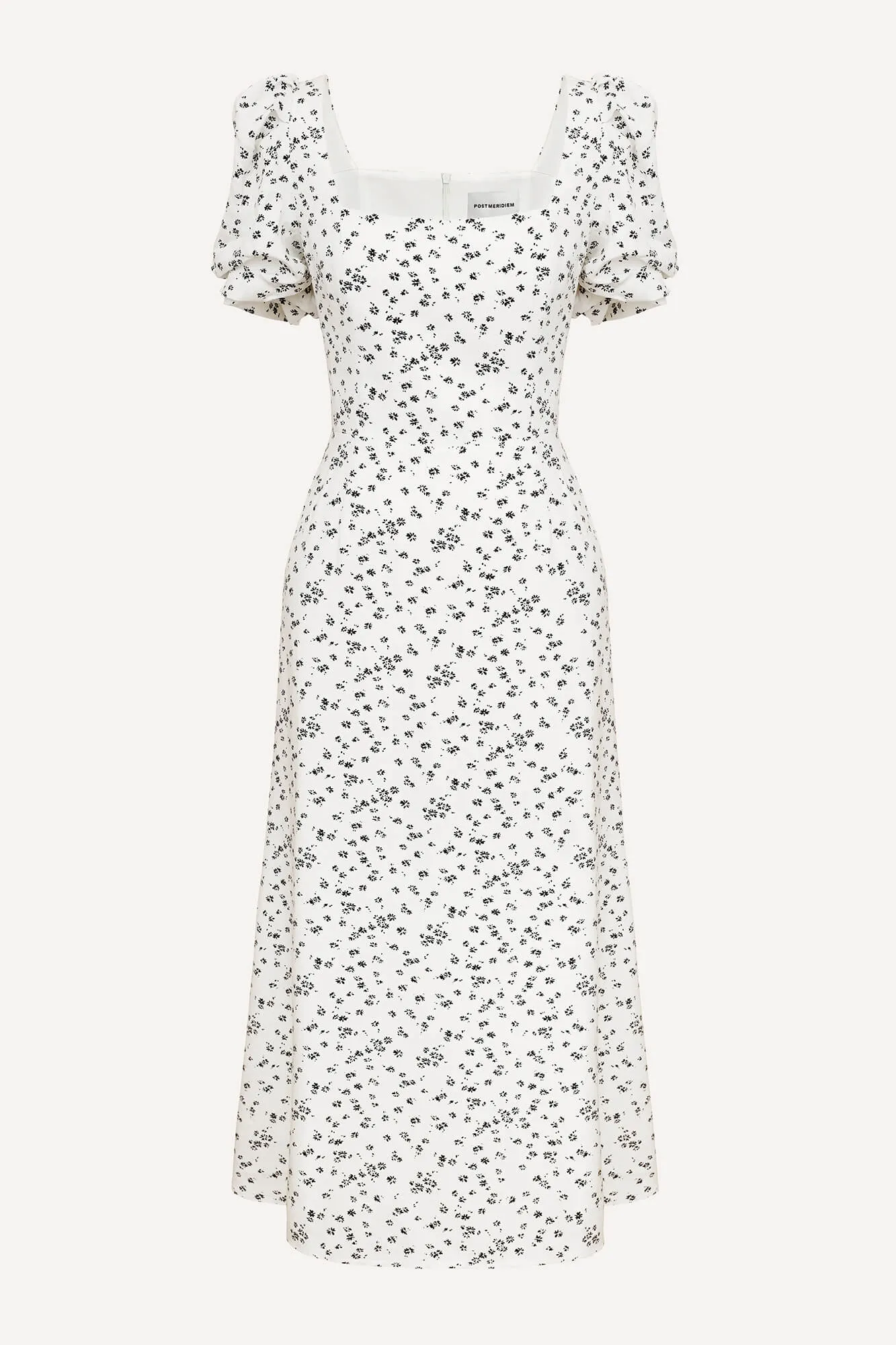 Godet Silhouette Square Neck Midi Dress