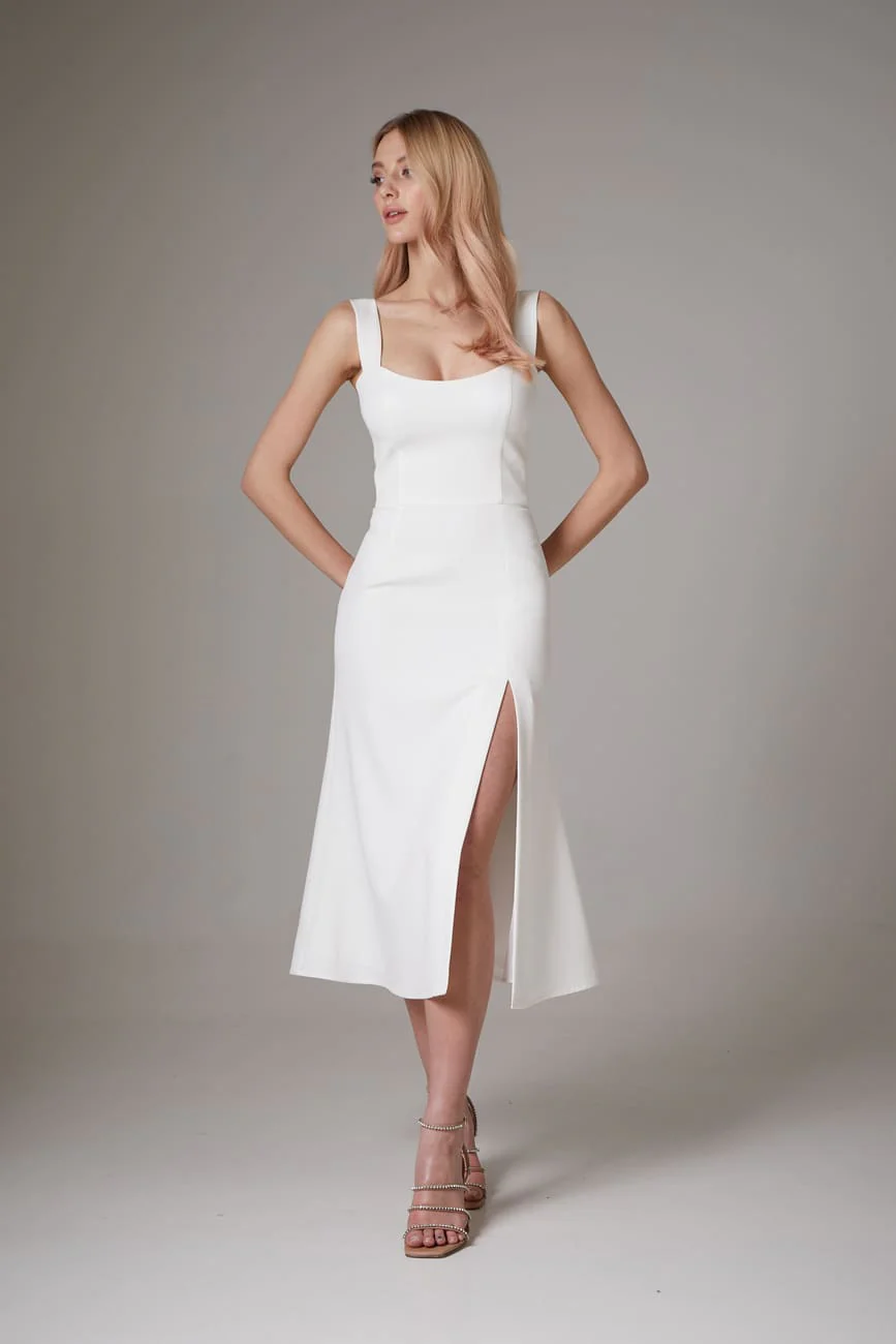 One Side Slit Midi Dress