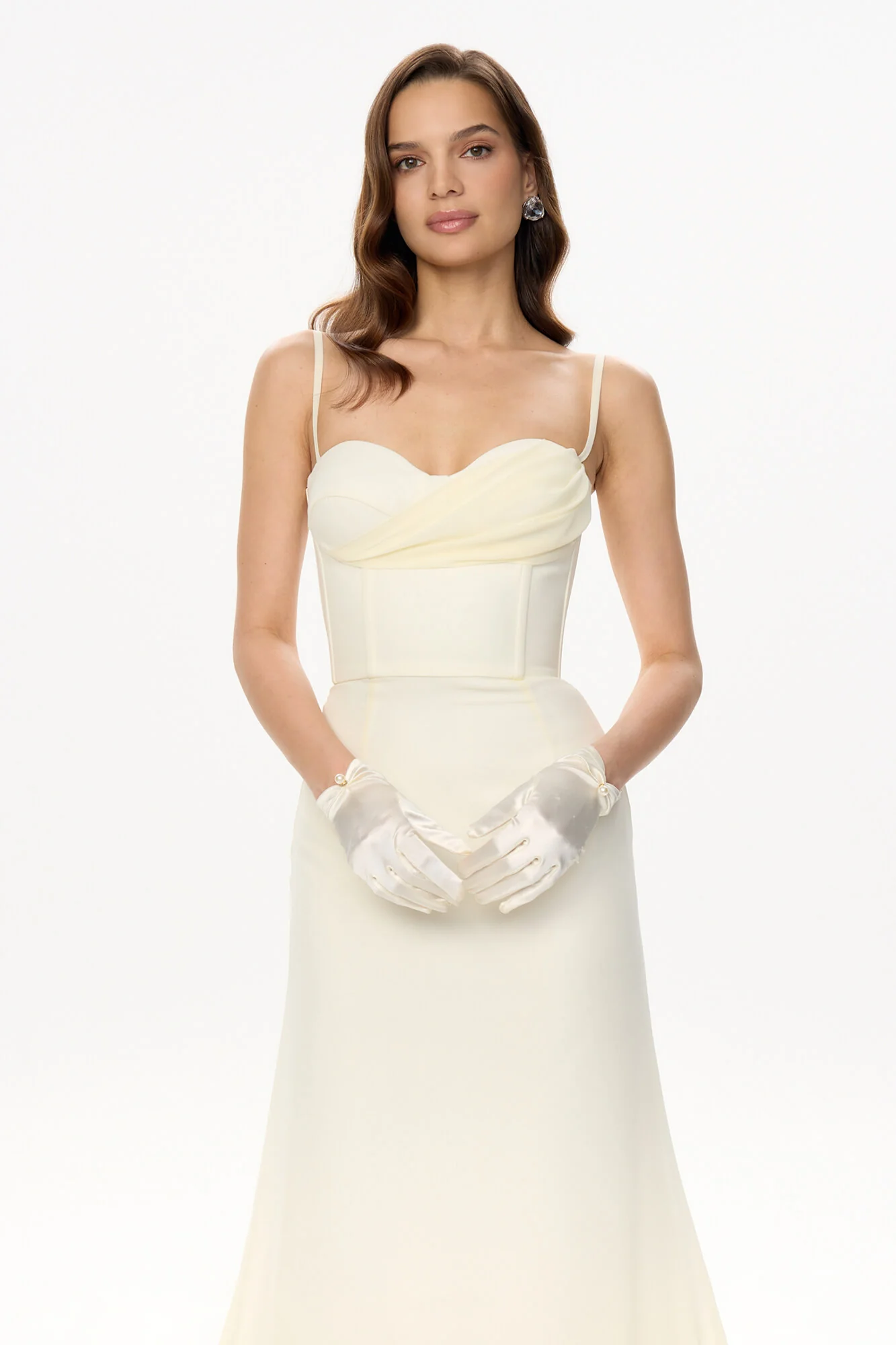 Draped Bodice Bottom Flounced Bustier Dress