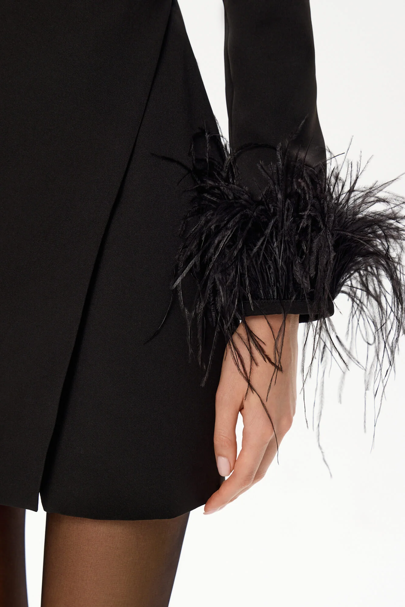 Wrap Feather Sleeve Mini Dress