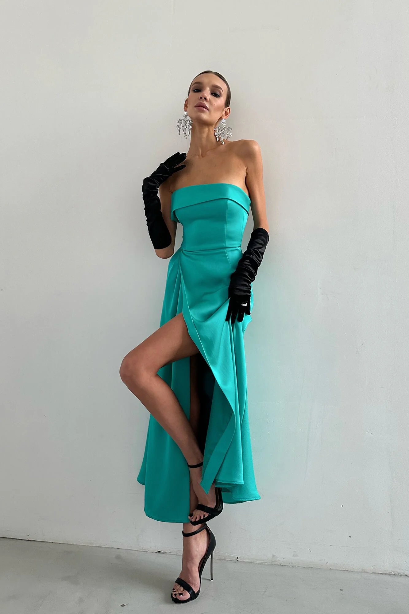Wrap Midi Dress with Turn-up