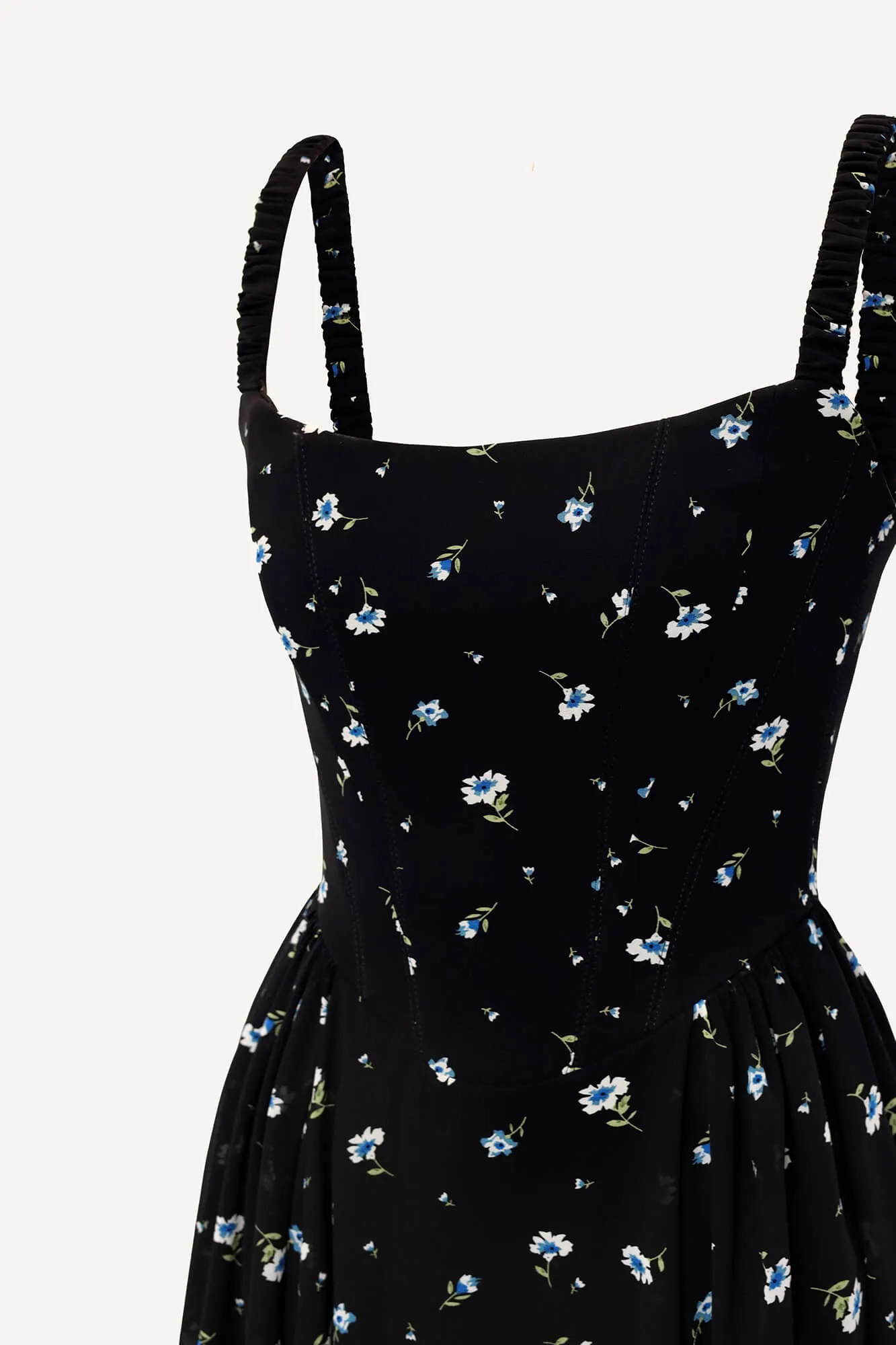 Strap Midi Dress with Corset-Style Bodice