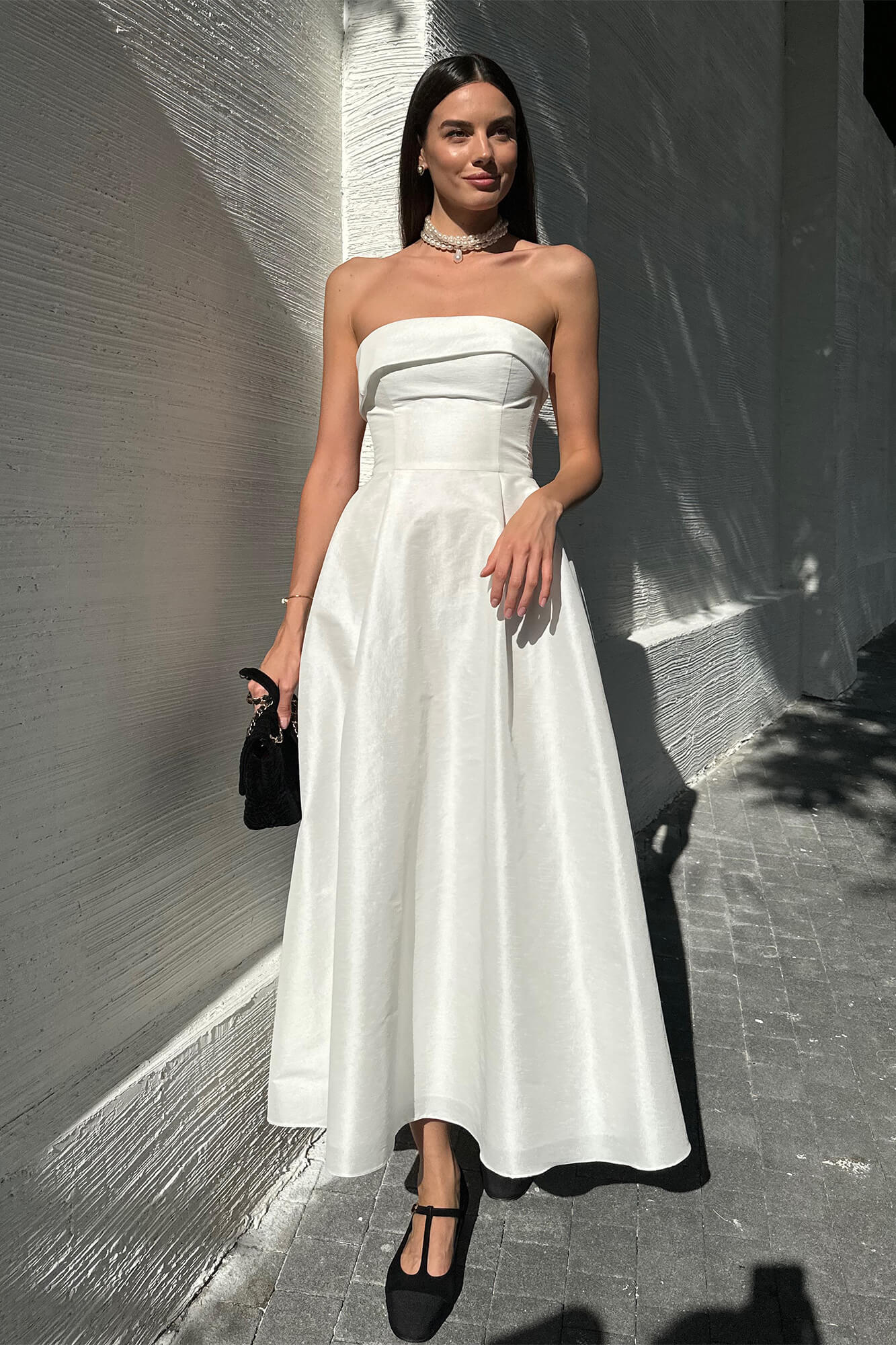 Jacquard Midi Dress with Turn-up