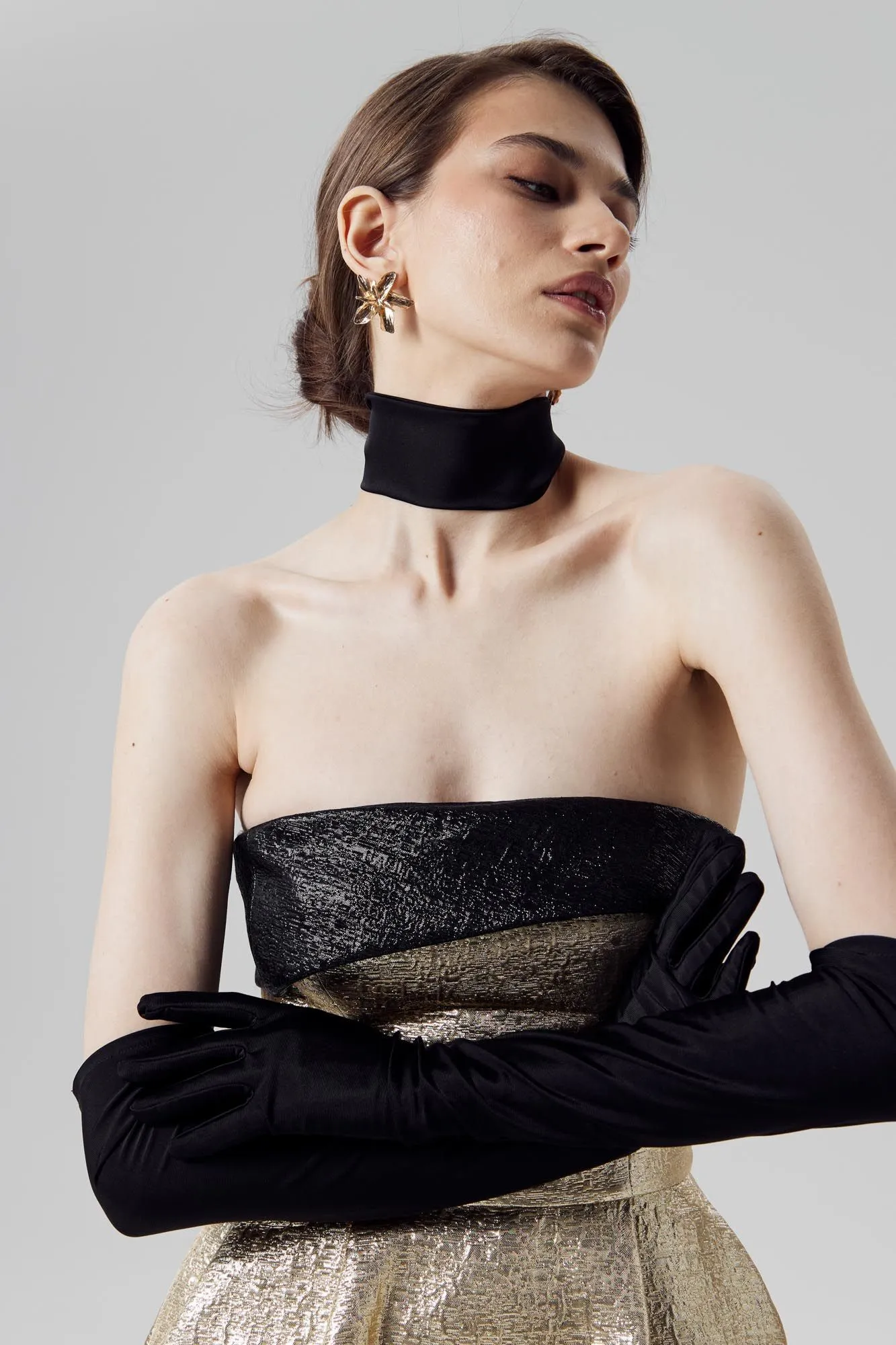 Jacquard Midi Dress with Turn-up