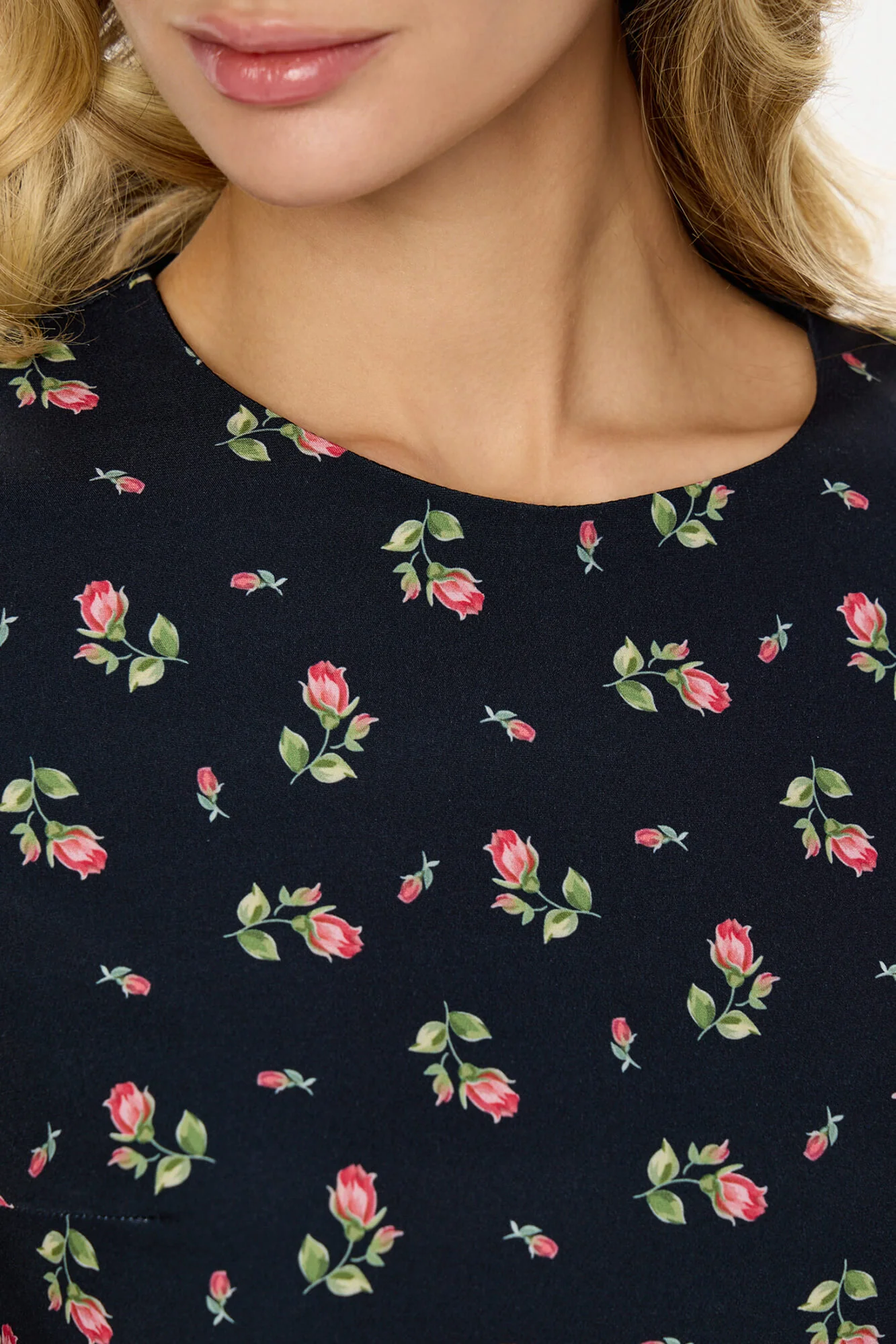 Godet Silhouette Long Sleeve Floral Midi Dress