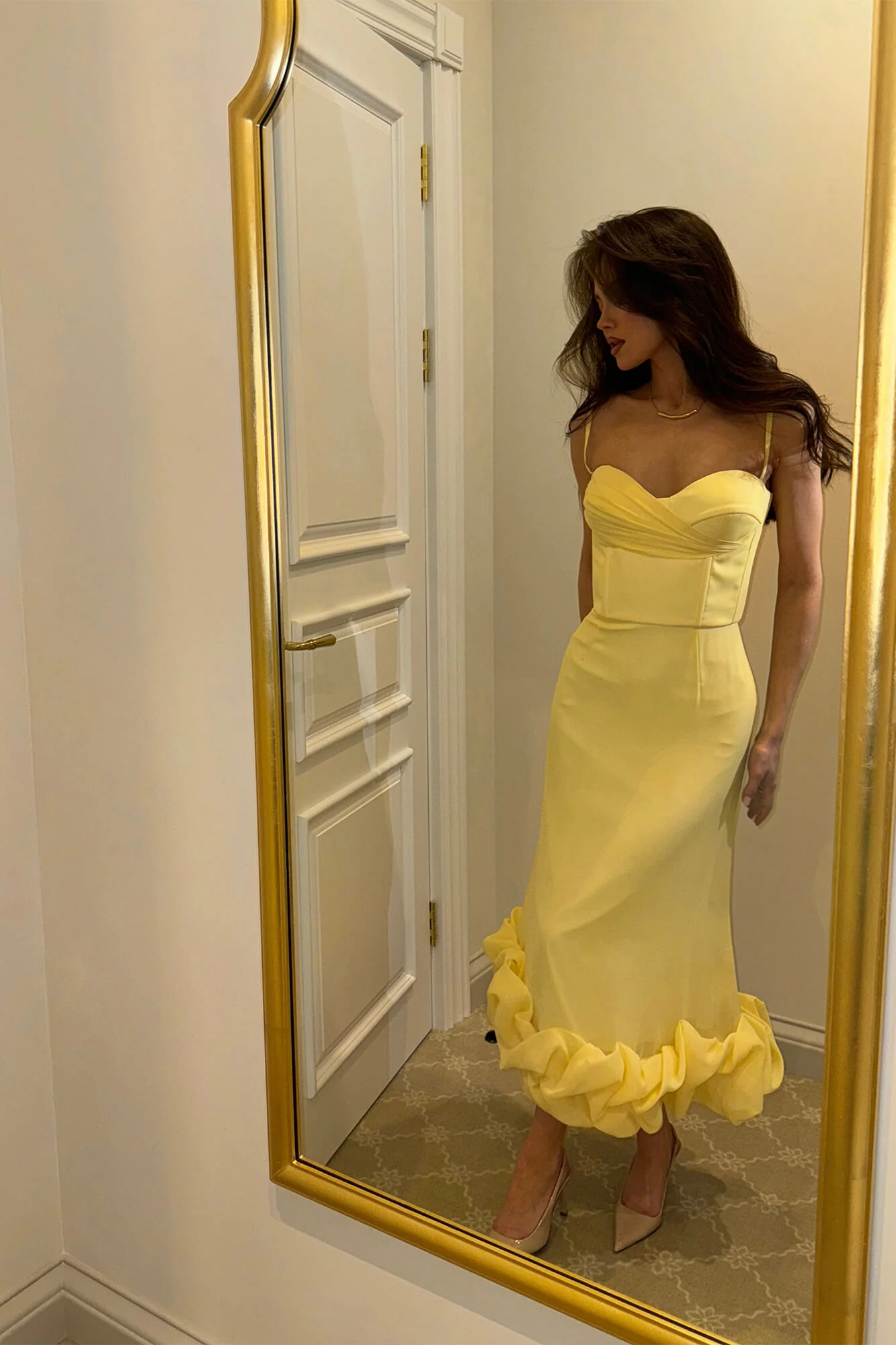 Draped Bodice Bottom Flounced Bustier Dress